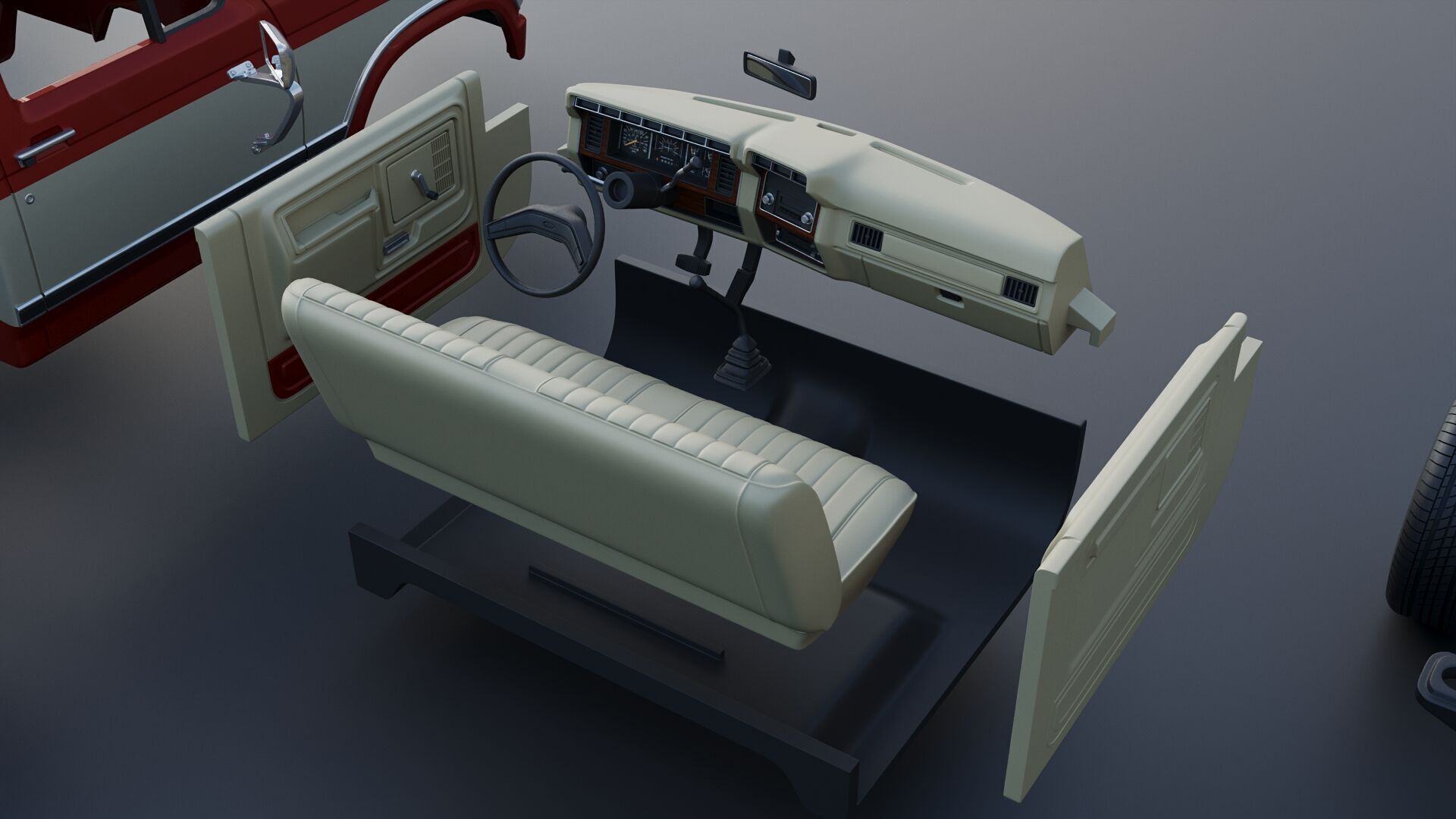 Pickup Truck F-150 Long Bed 1983 3D print model_25