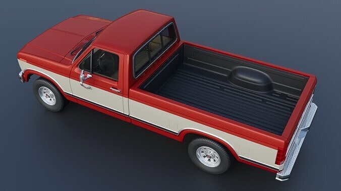 Pickup Truck F-150 Long Bed 1983 3D print model 6