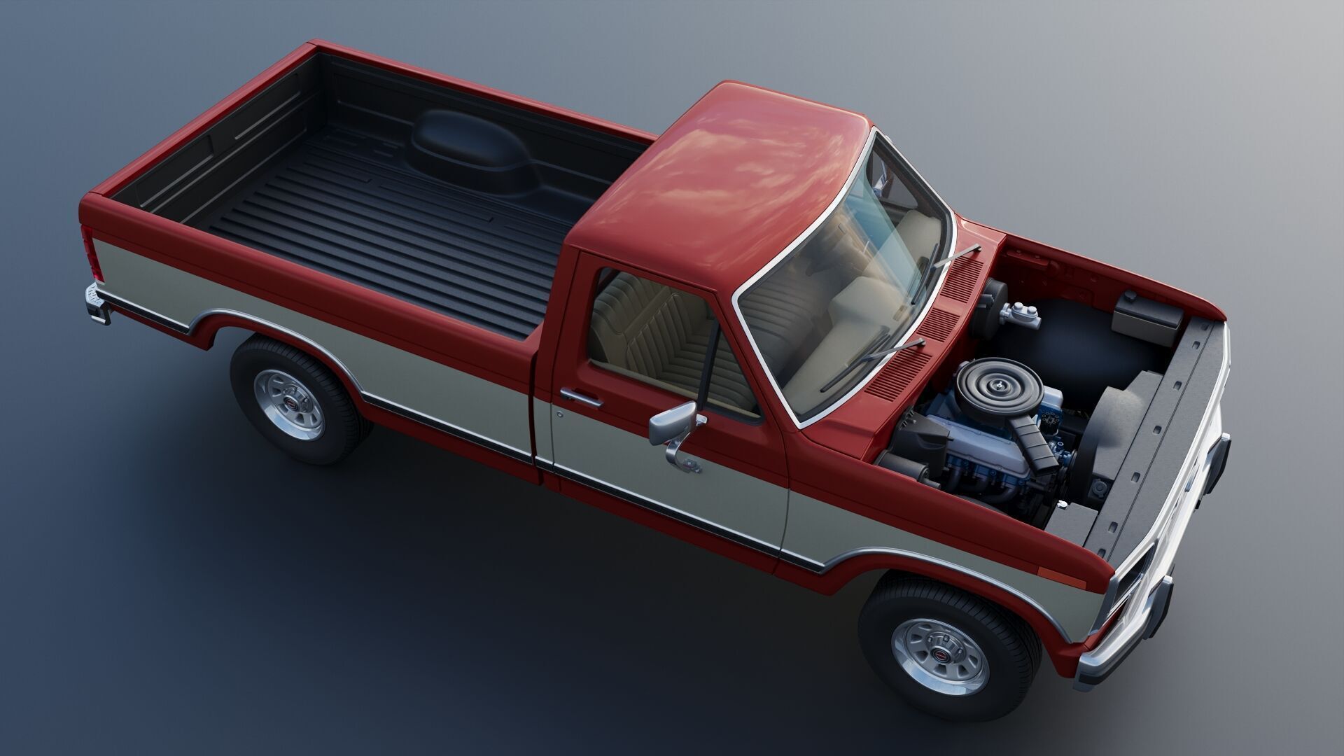 Pickup Truck F-150 Long Bed 1983 3D print model_15