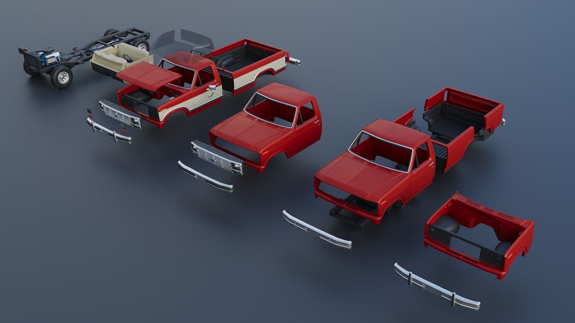 Pickup Truck F-150 Long Bed 1983 3D print model_16