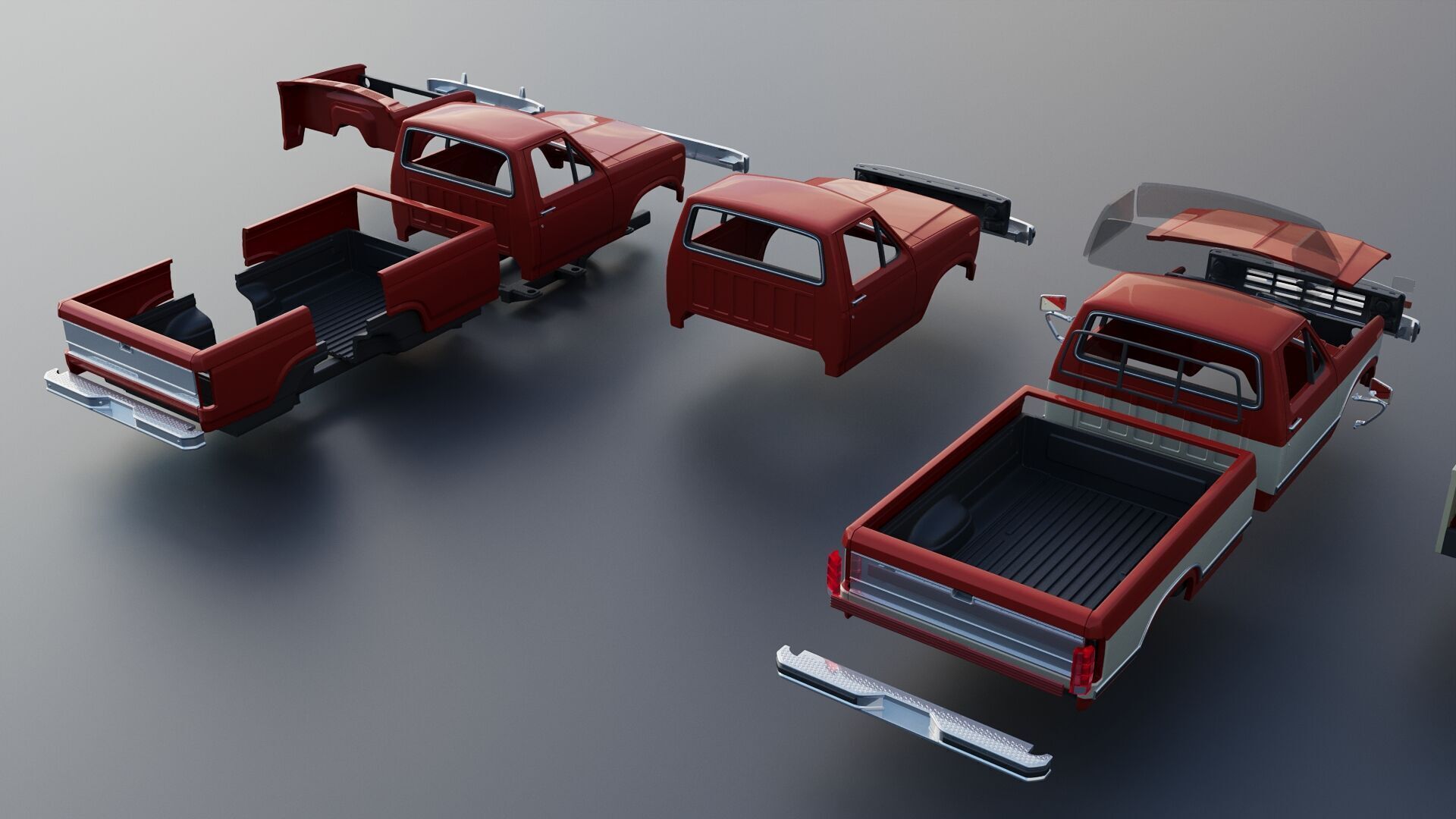 Pickup Truck F-150 Long Bed 1983 3D print model_20