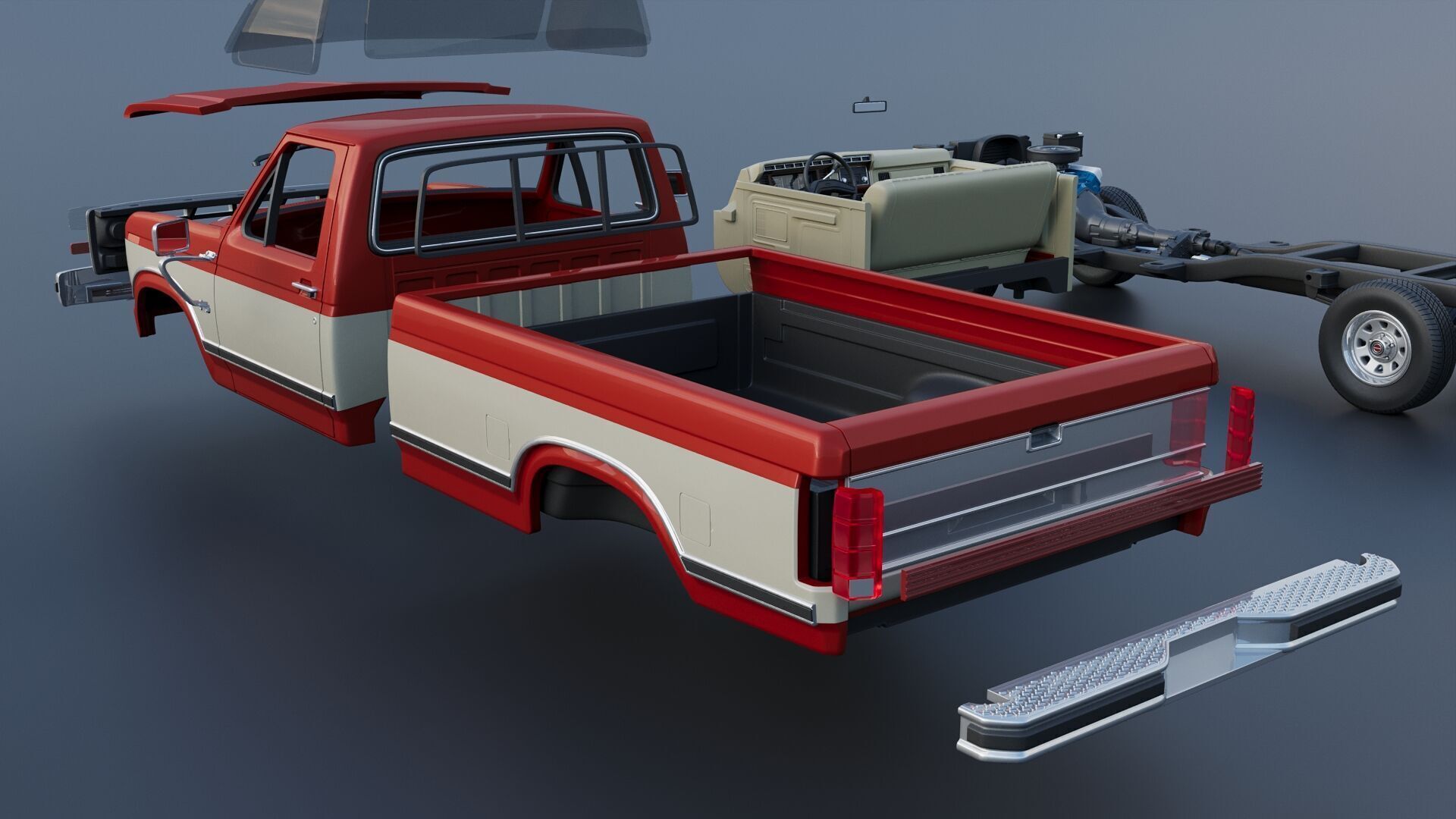 Pickup Truck F-150 Long Bed 1983 3D print model_19
