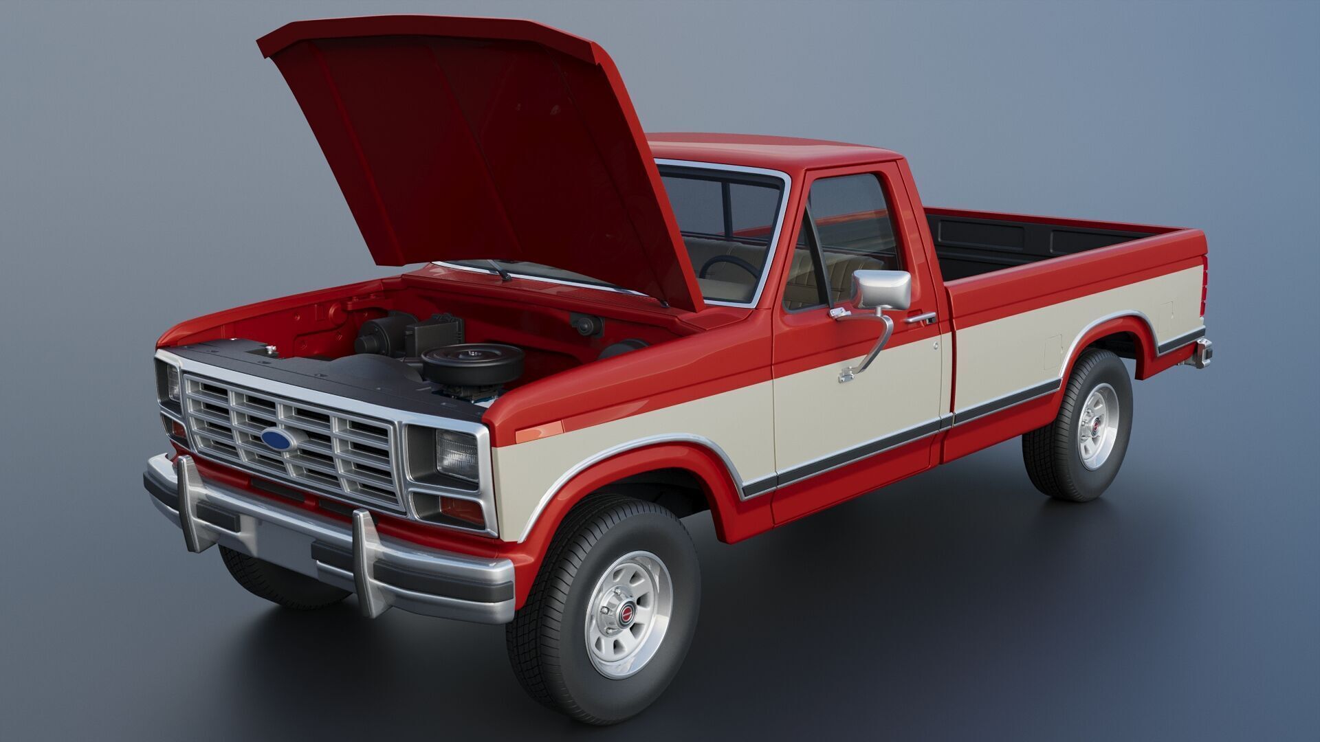 Pickup Truck F-150 Long Bed 1983 3D print model_13