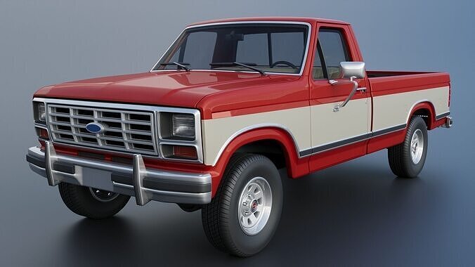 Pickup Truck F-150 Long Bed 1983 3D print model 3
