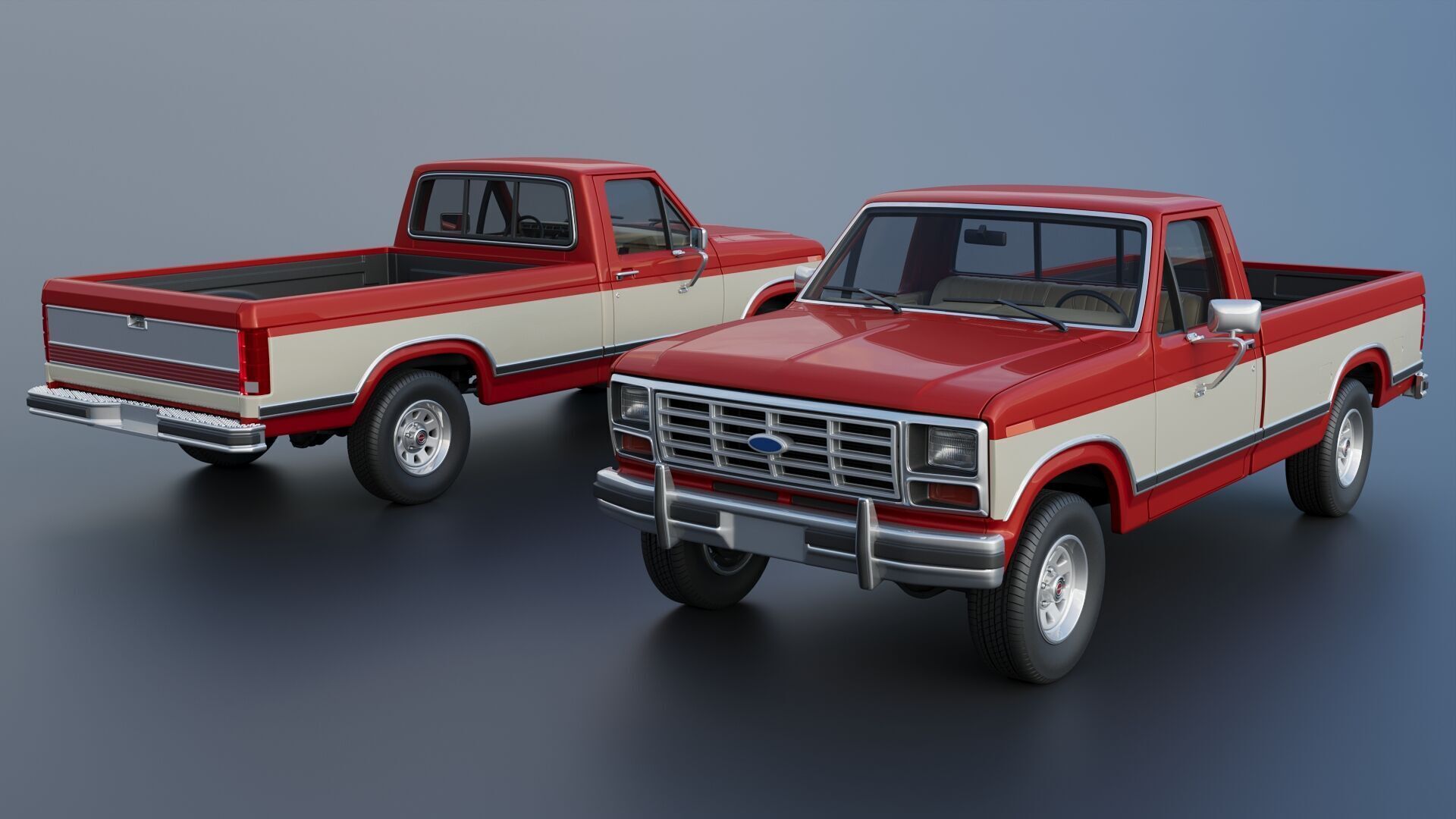 Pickup Truck F-150 Long Bed 1983 3D print model_1