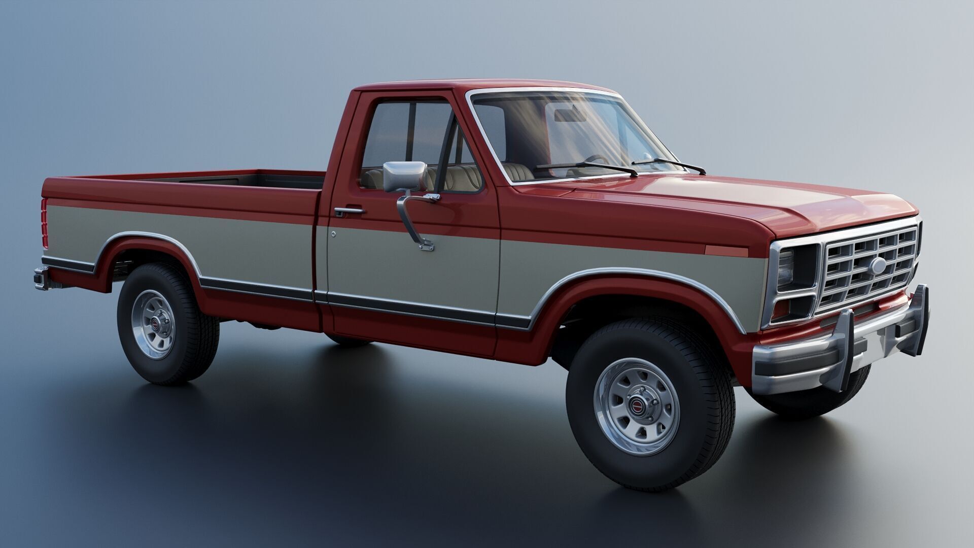 Pickup Truck F-150 Long Bed 1983 3D print model_9