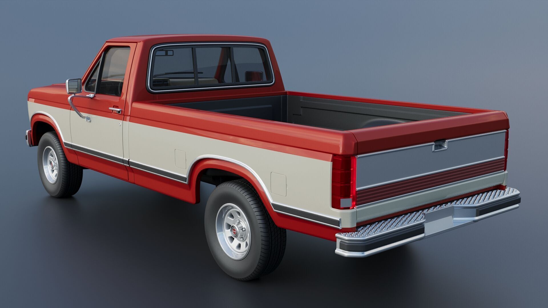 Pickup Truck F-150 Long Bed 1983 3D print model_4