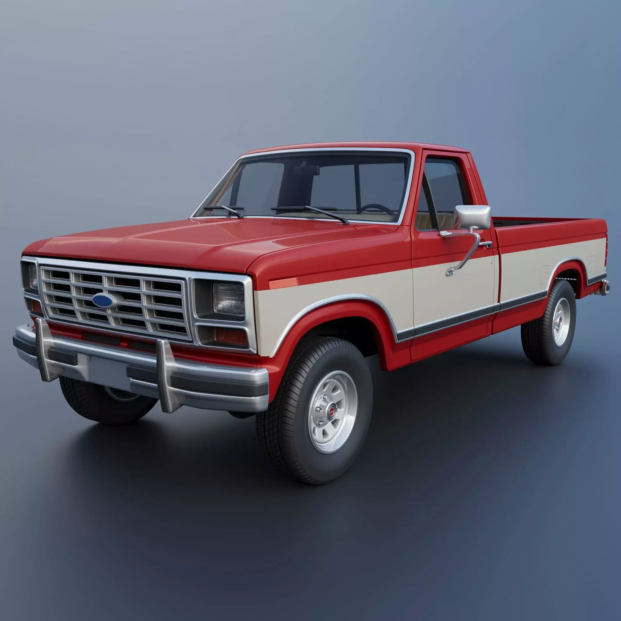 Pickup Truck F-150 Long Bed 1983 3D print model_0