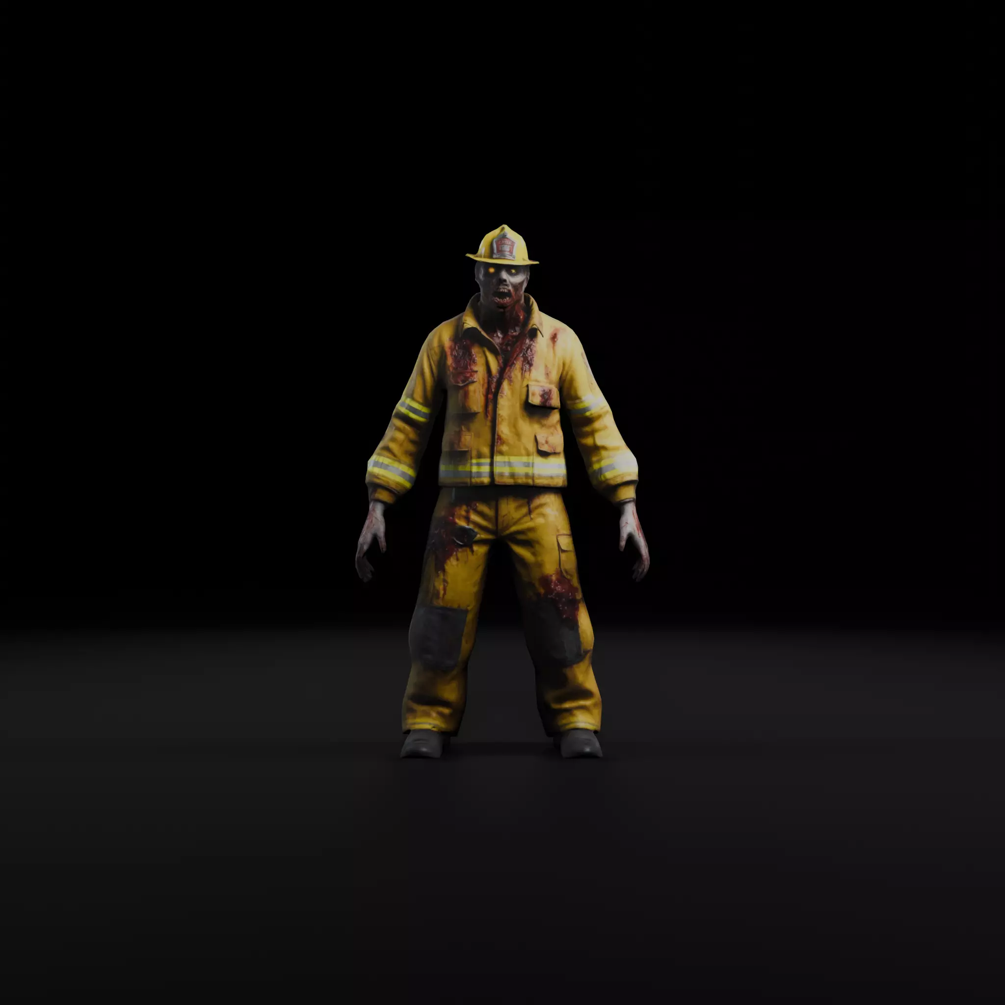 Zombie Firefighter - Low Poly Rigged 3D Model Low-poly 3D model_0