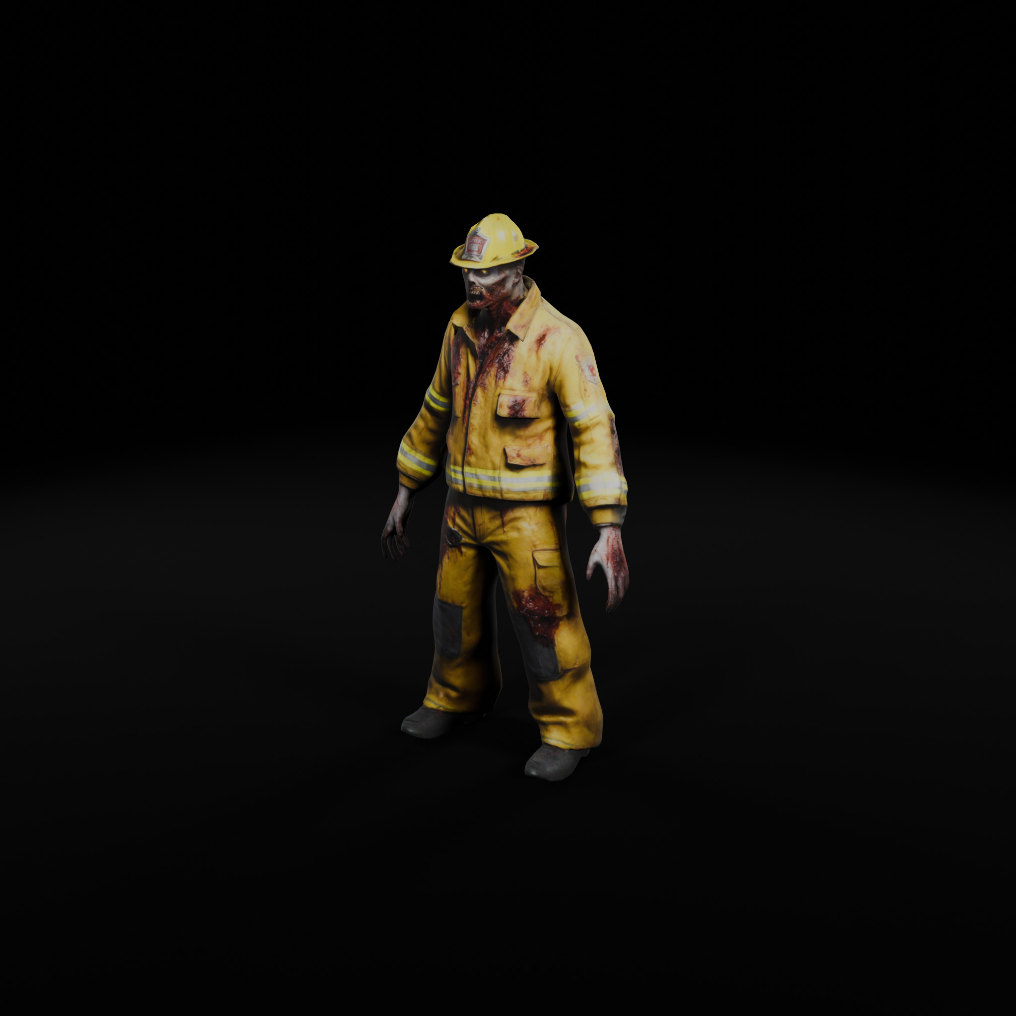 Zombie Firefighter - Low Poly Rigged 3D Model Low-poly 3D model_1