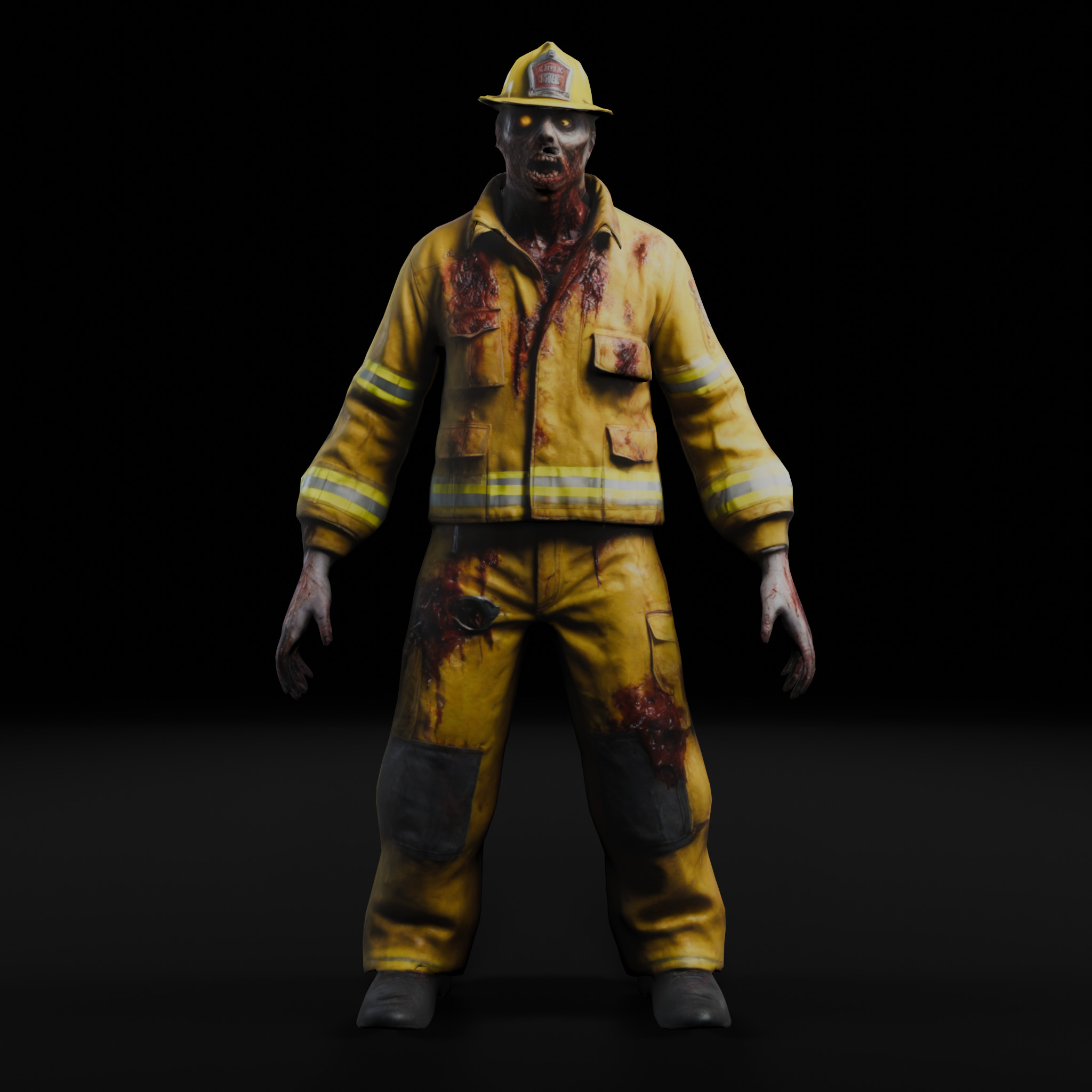 Zombie Firefighter - Low Poly Rigged 3D Model Low-poly 3D model_3