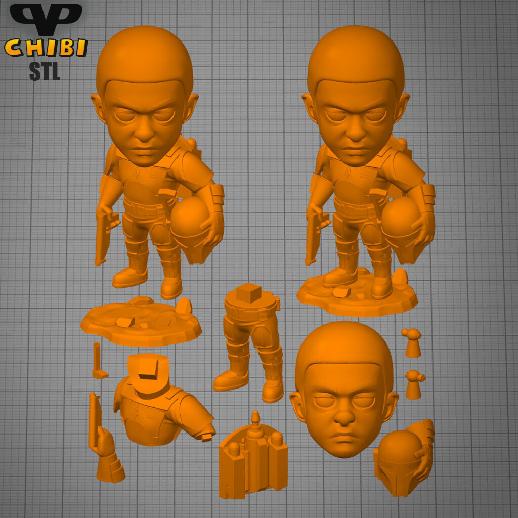 Mandalorian Fleet Commander Chibi STL for 3D Printing ChibiSTL 3D print model_2