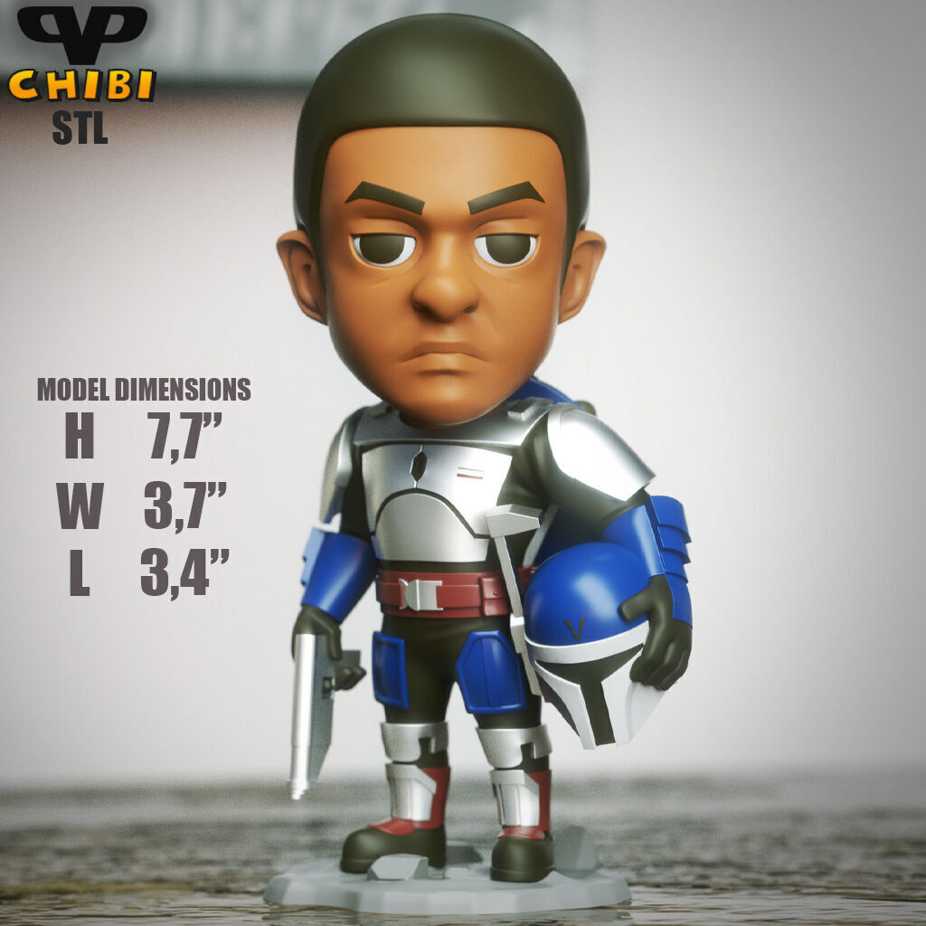 Mandalorian Fleet Commander Chibi STL for 3D Printing ChibiSTL 3D print model_5