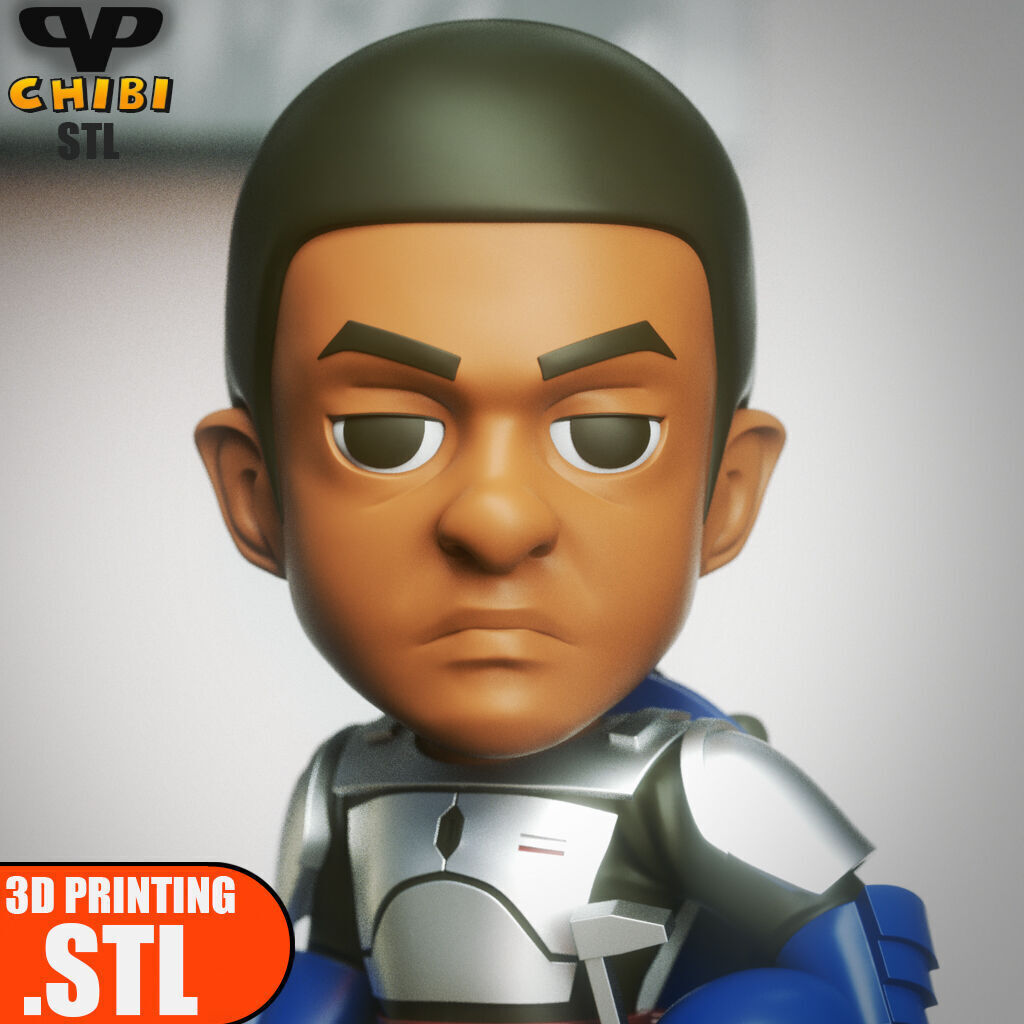 Mandalorian Fleet Commander Chibi STL for 3D Printing ChibiSTL 3D print model_1