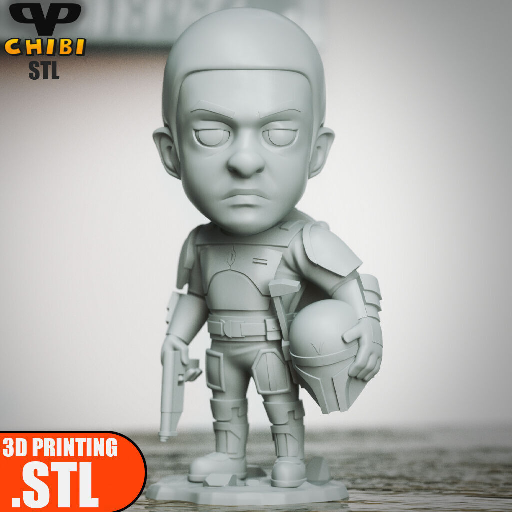 Mandalorian Fleet Commander Chibi STL for 3D Printing ChibiSTL 3D print model_3
