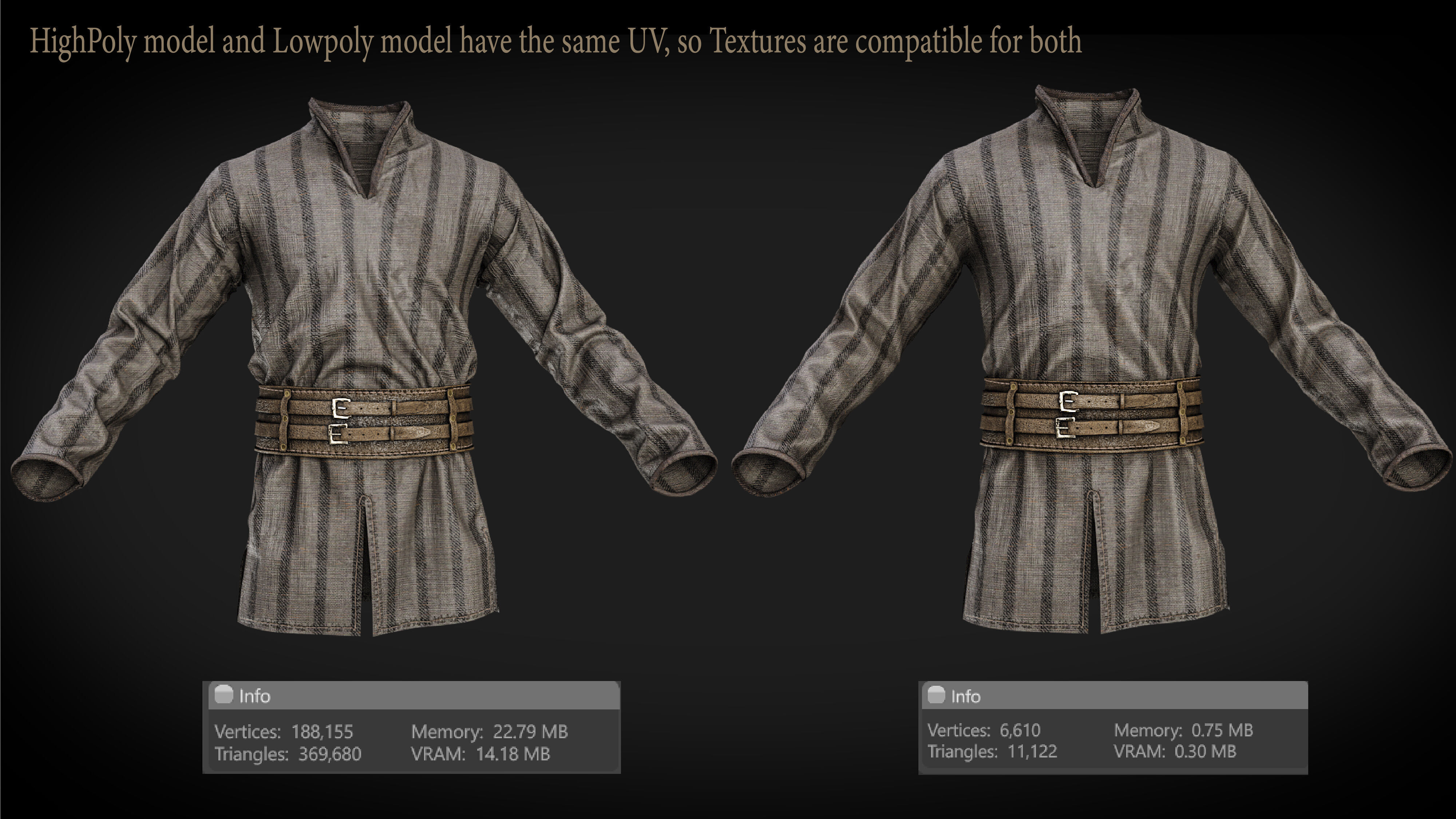 Rigged Metahuman Medieval Clothing Low-poly 3D model_8