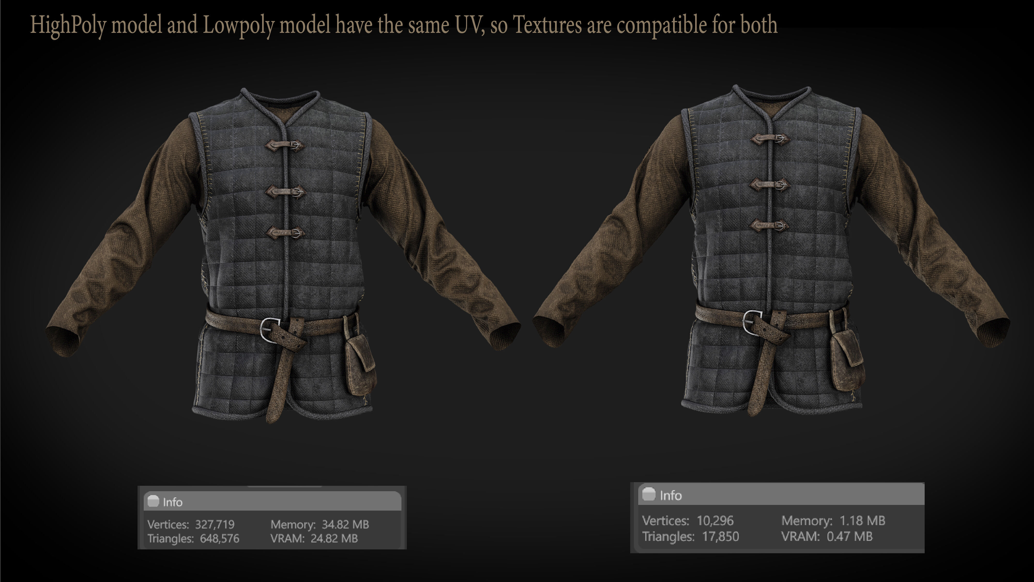 Rigged Metahuman Medieval Clothing Low-poly 3D model_12