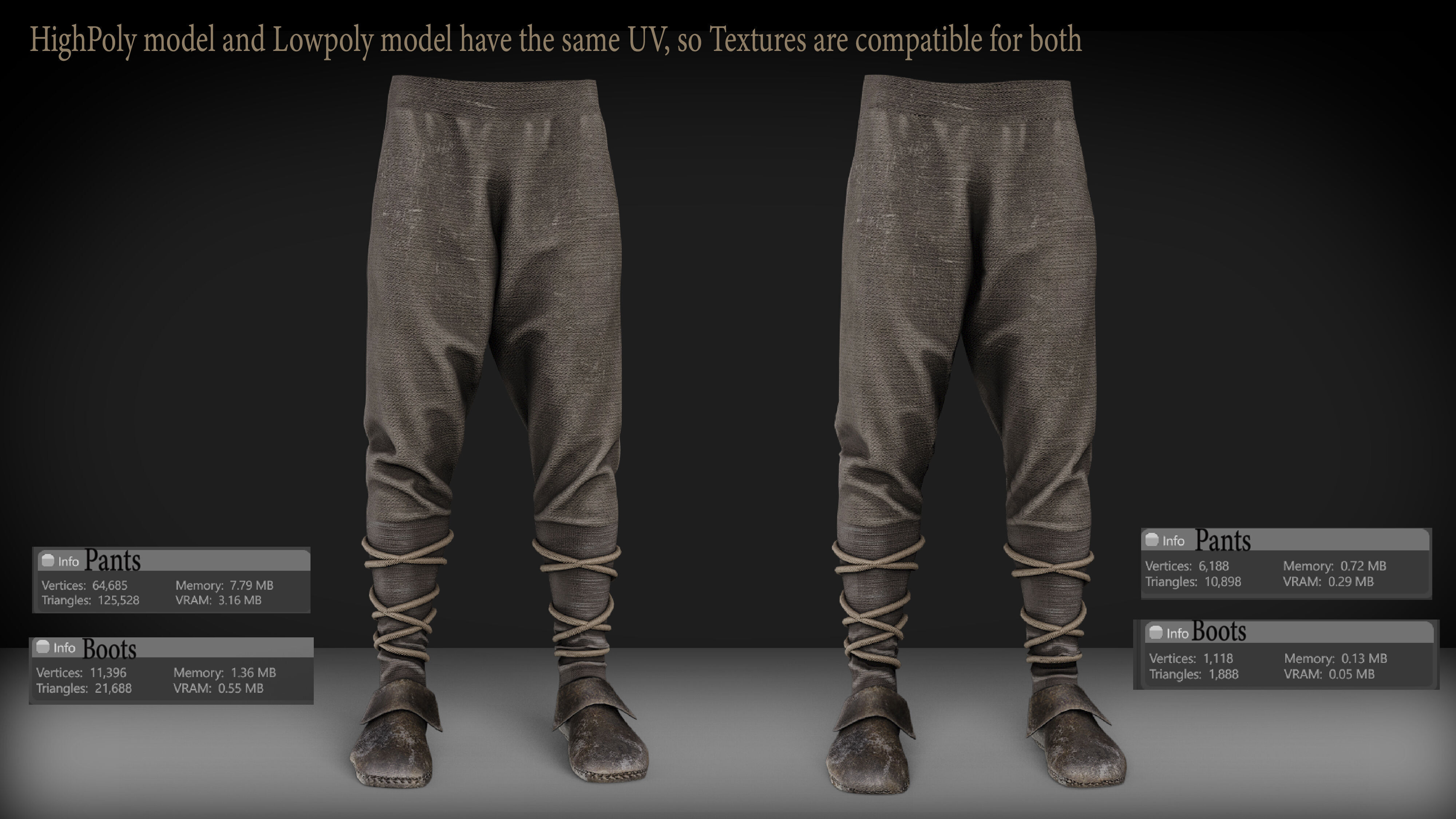 Rigged Metahuman Medieval Clothing Low-poly 3D model_19