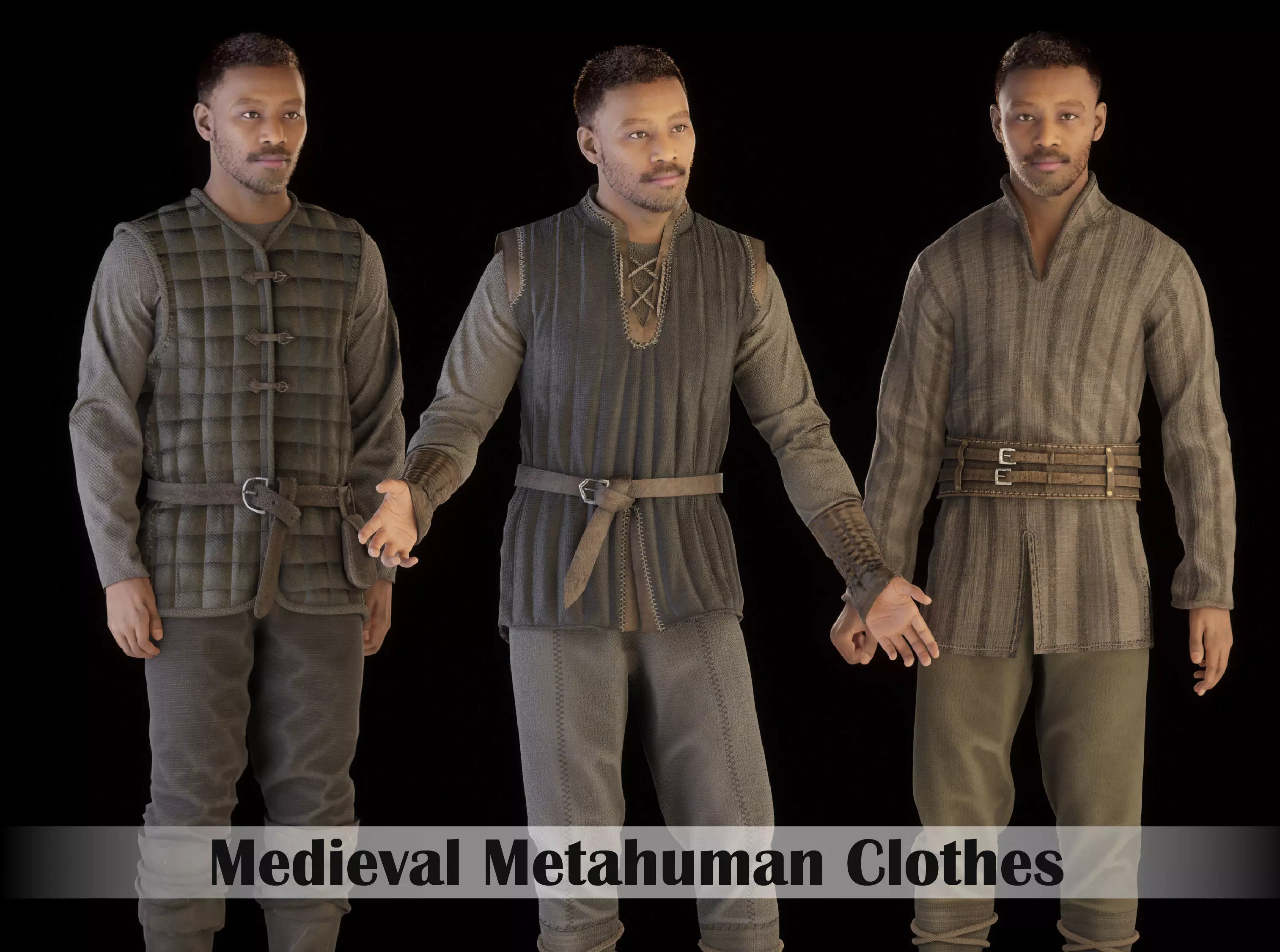 Rigged Metahuman Medieval Clothing Low-poly 3D model_0