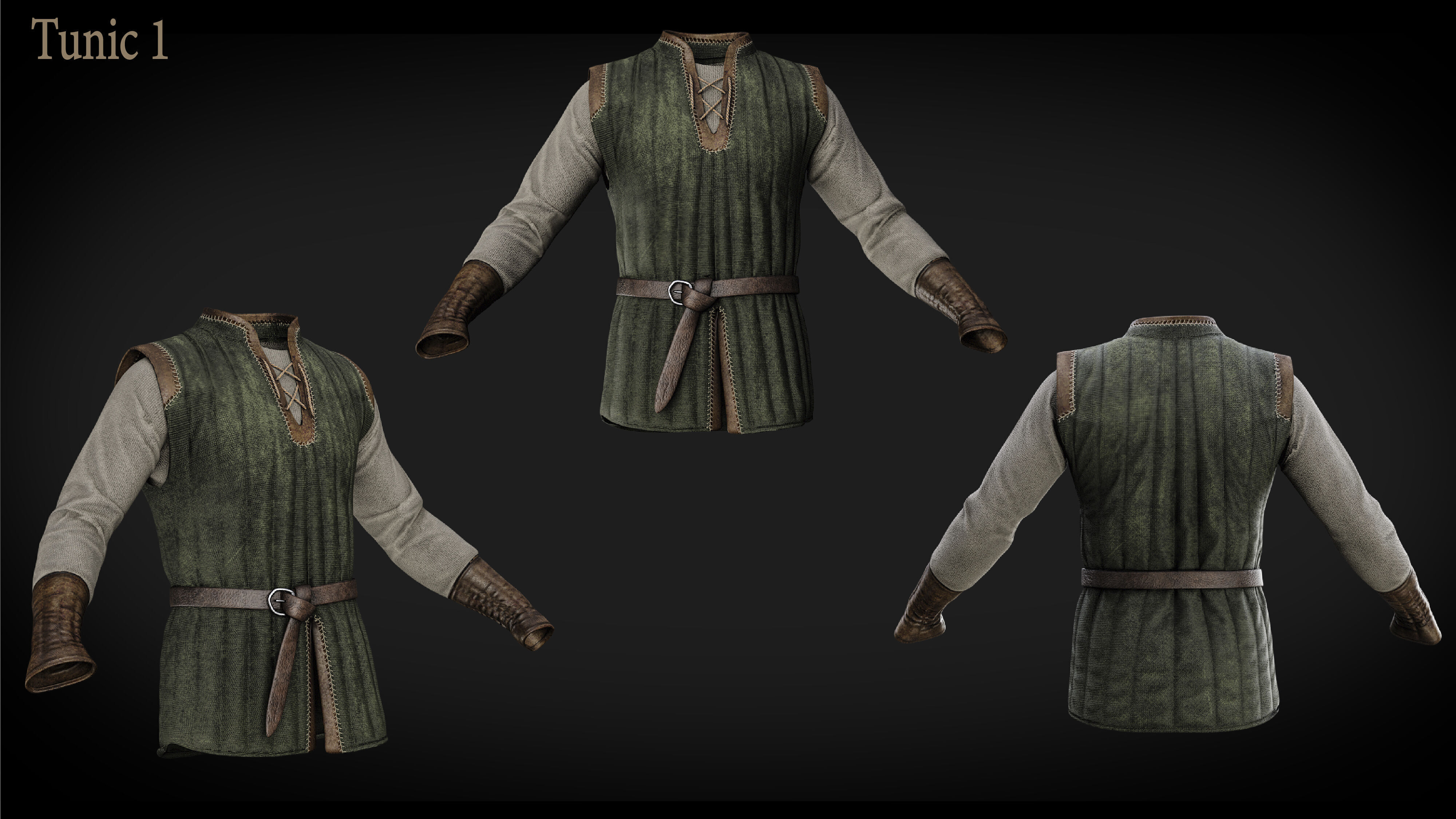 Rigged Metahuman Medieval Clothing Low-poly 3D model_1
