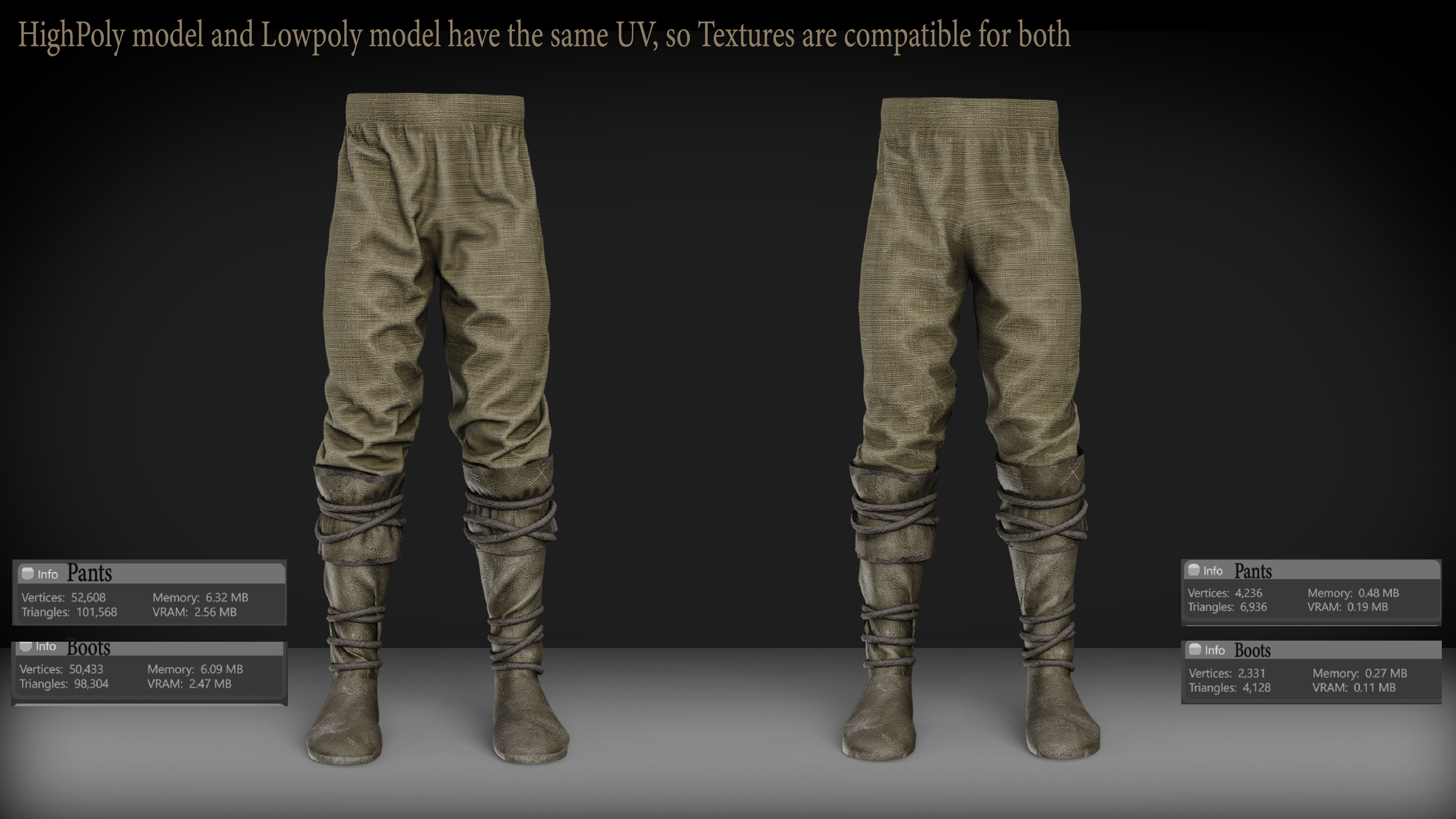 Rigged Metahuman Medieval Clothing Low-poly 3D model_16