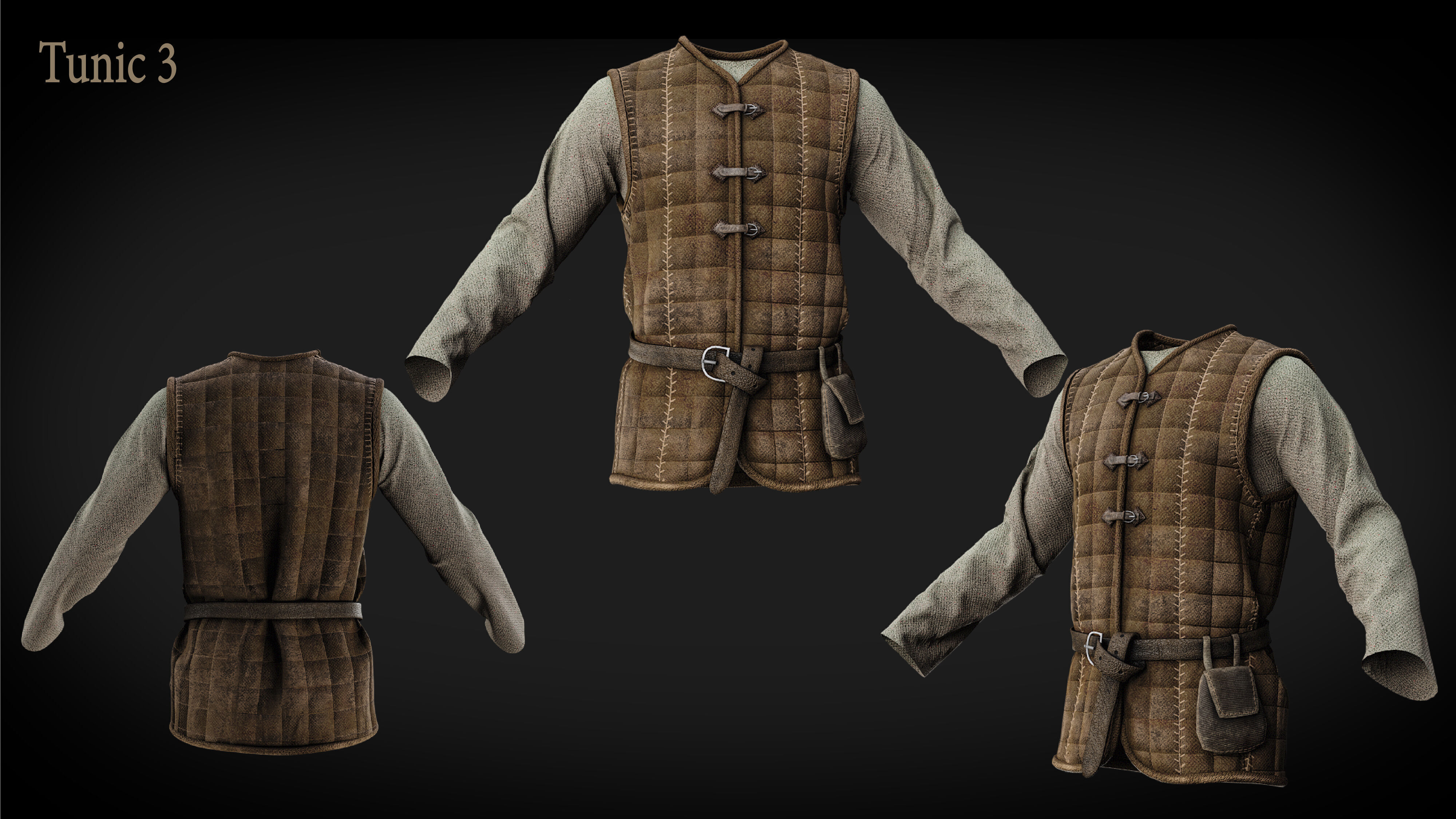 Rigged Metahuman Medieval Clothing Low-poly 3D model_9