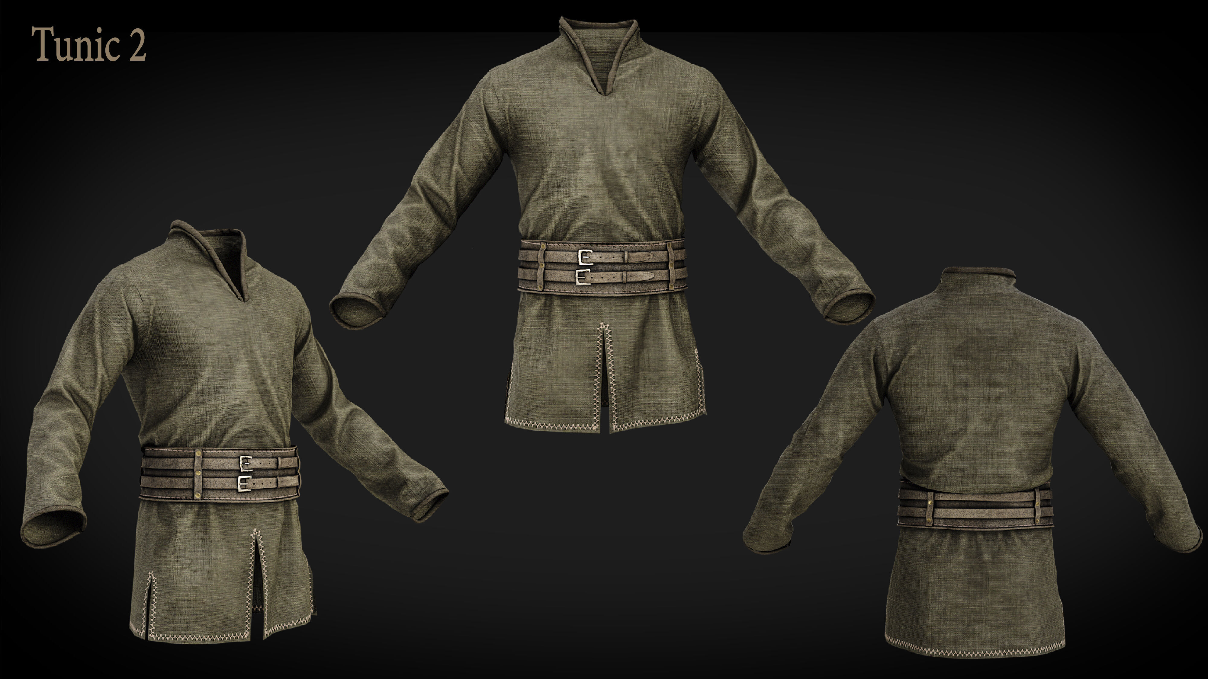 Rigged Metahuman Medieval Clothing Low-poly 3D model_5