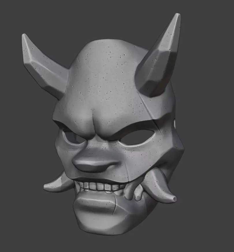 Stylized Japanese Oni Mask 3D print model_0