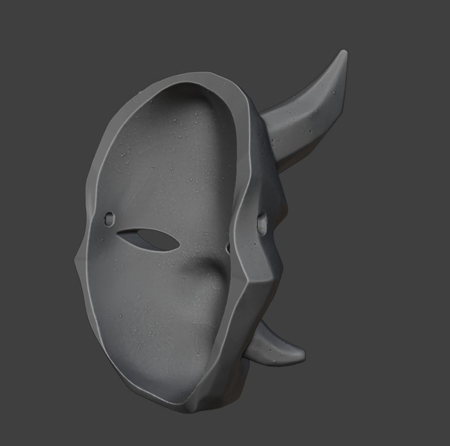 Stylized Japanese Oni Mask 3D print model_3