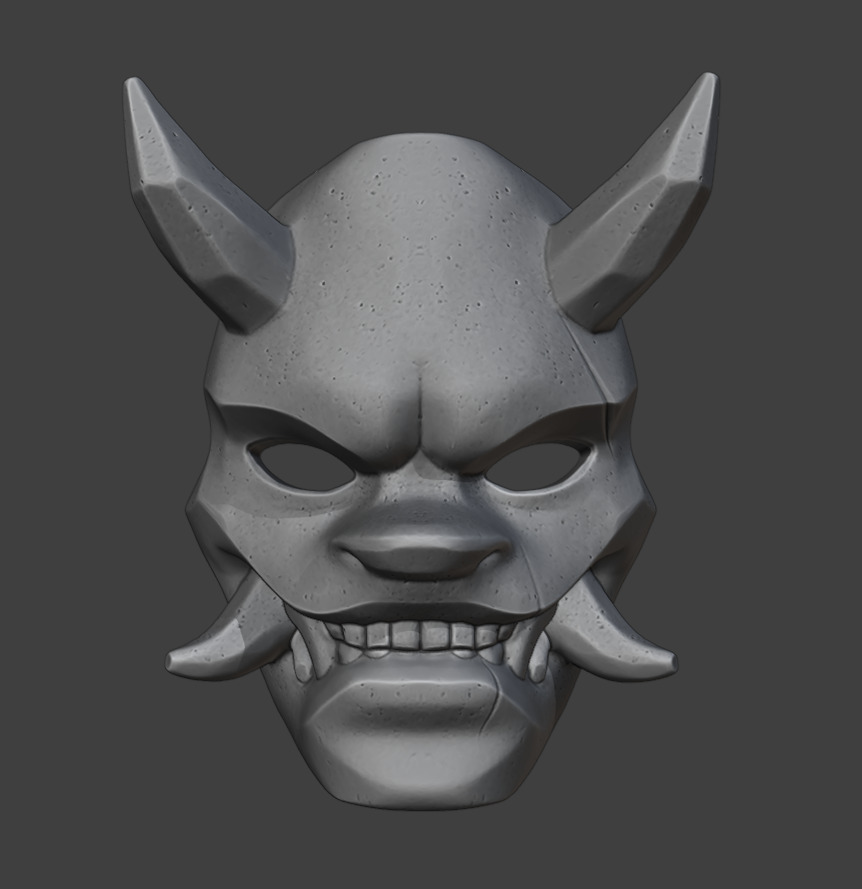Stylized Japanese Oni Mask 3D print model_2