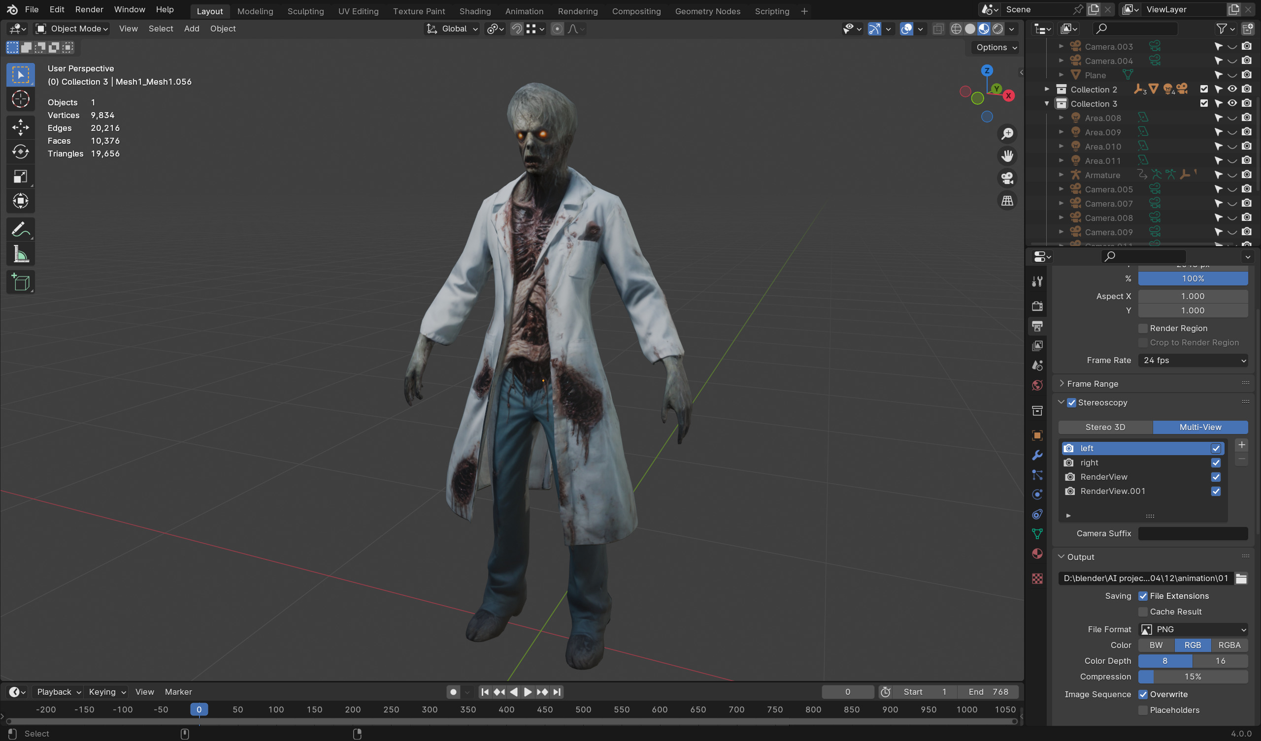 Zombie Scientist - Low Poly Rigged 3D Model Low-poly 3D model_4