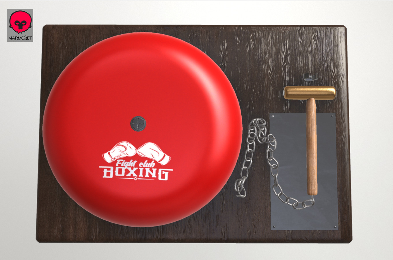 Boxing Ring Gong Bell Low-poly 3D model_14