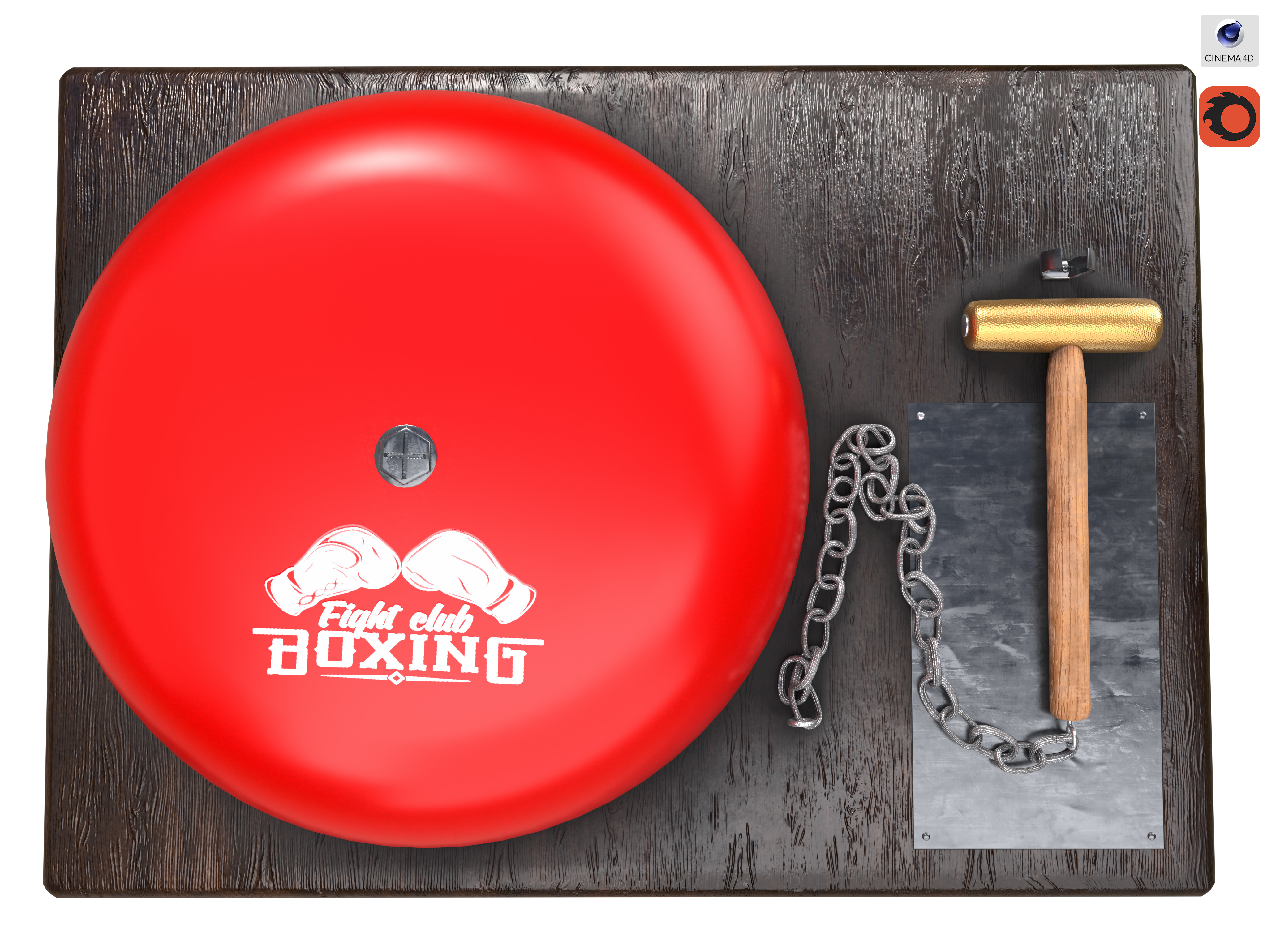 Boxing Ring Gong Bell Low-poly 3D model_4