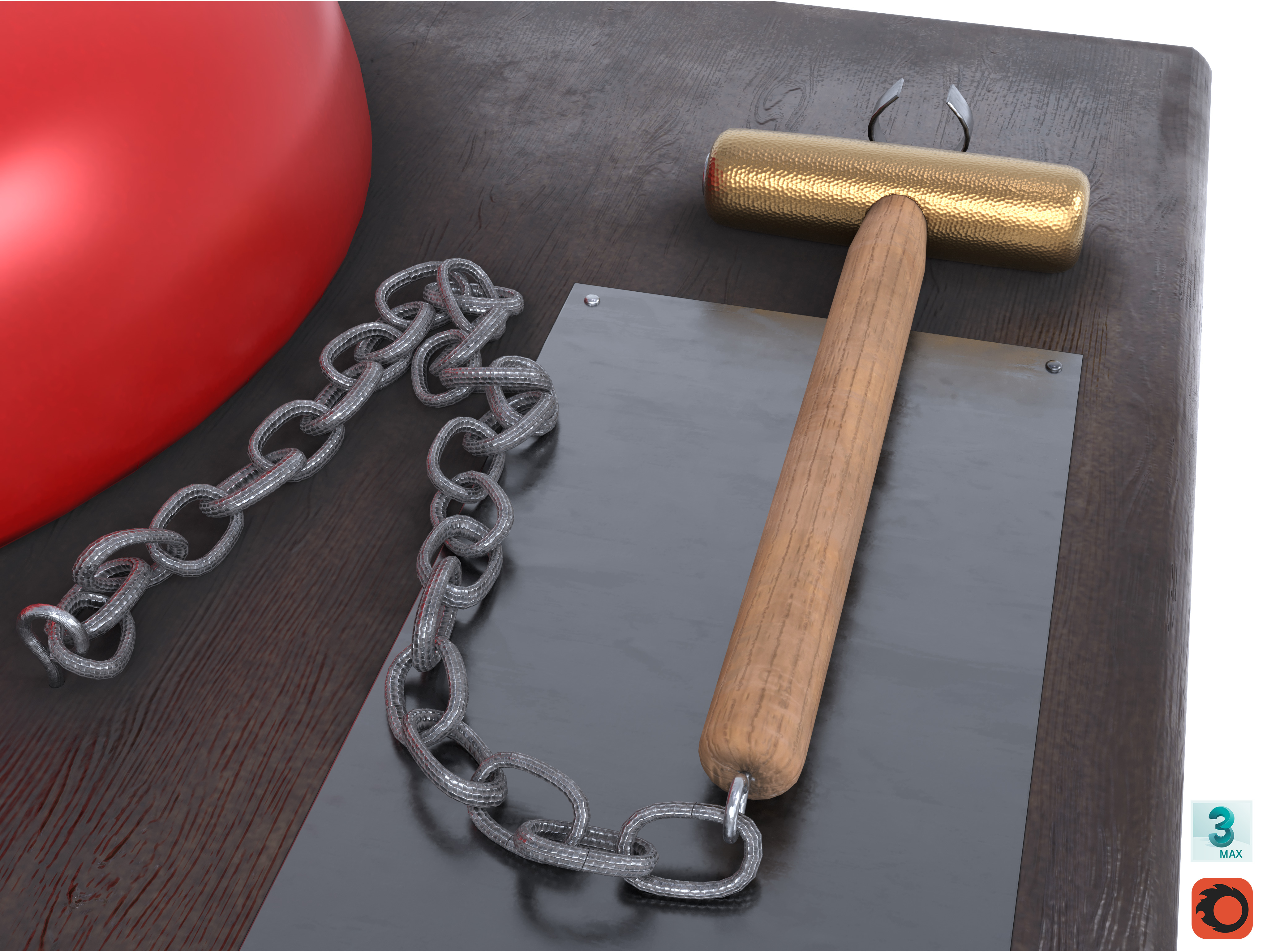 Boxing Ring Gong Bell Low-poly 3D model_11