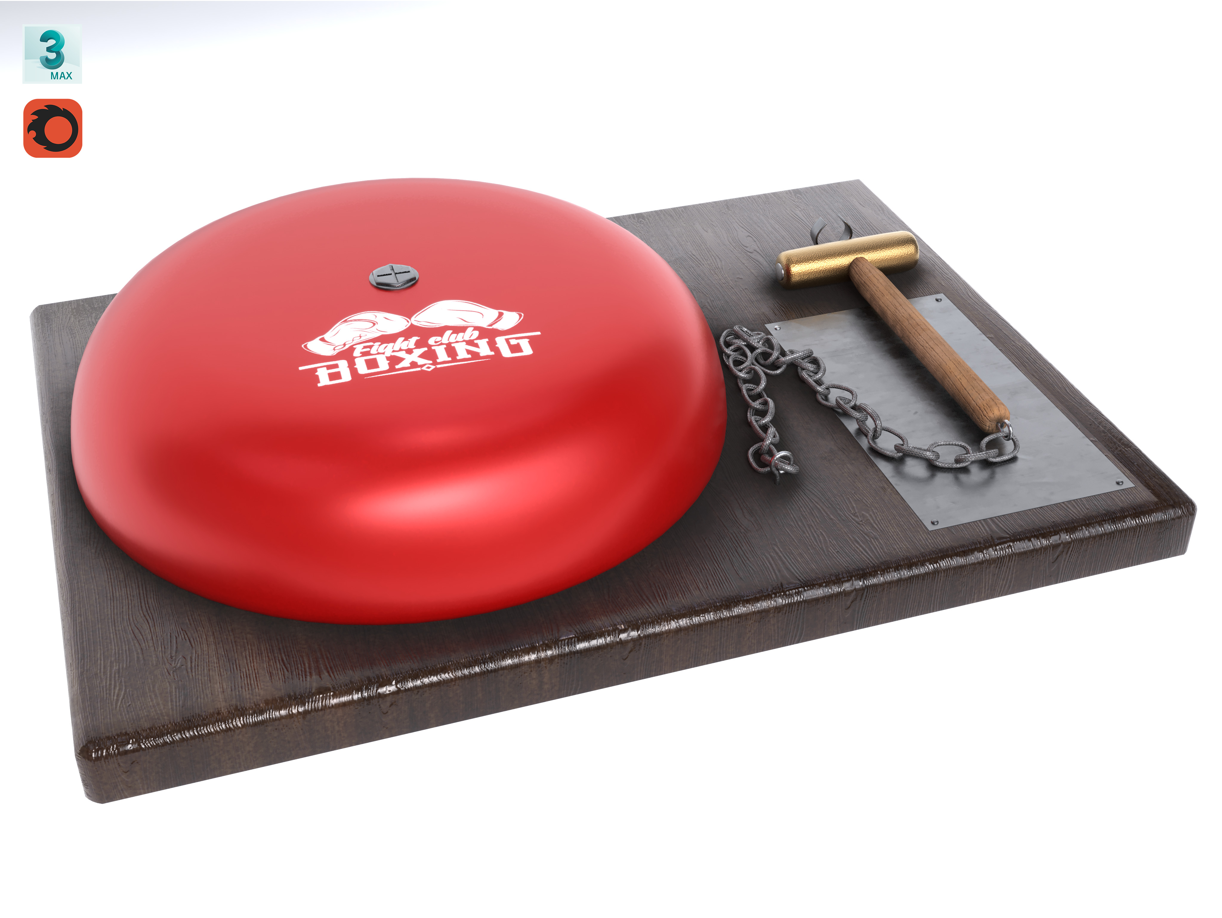 Boxing Ring Gong Bell Low-poly 3D model_7