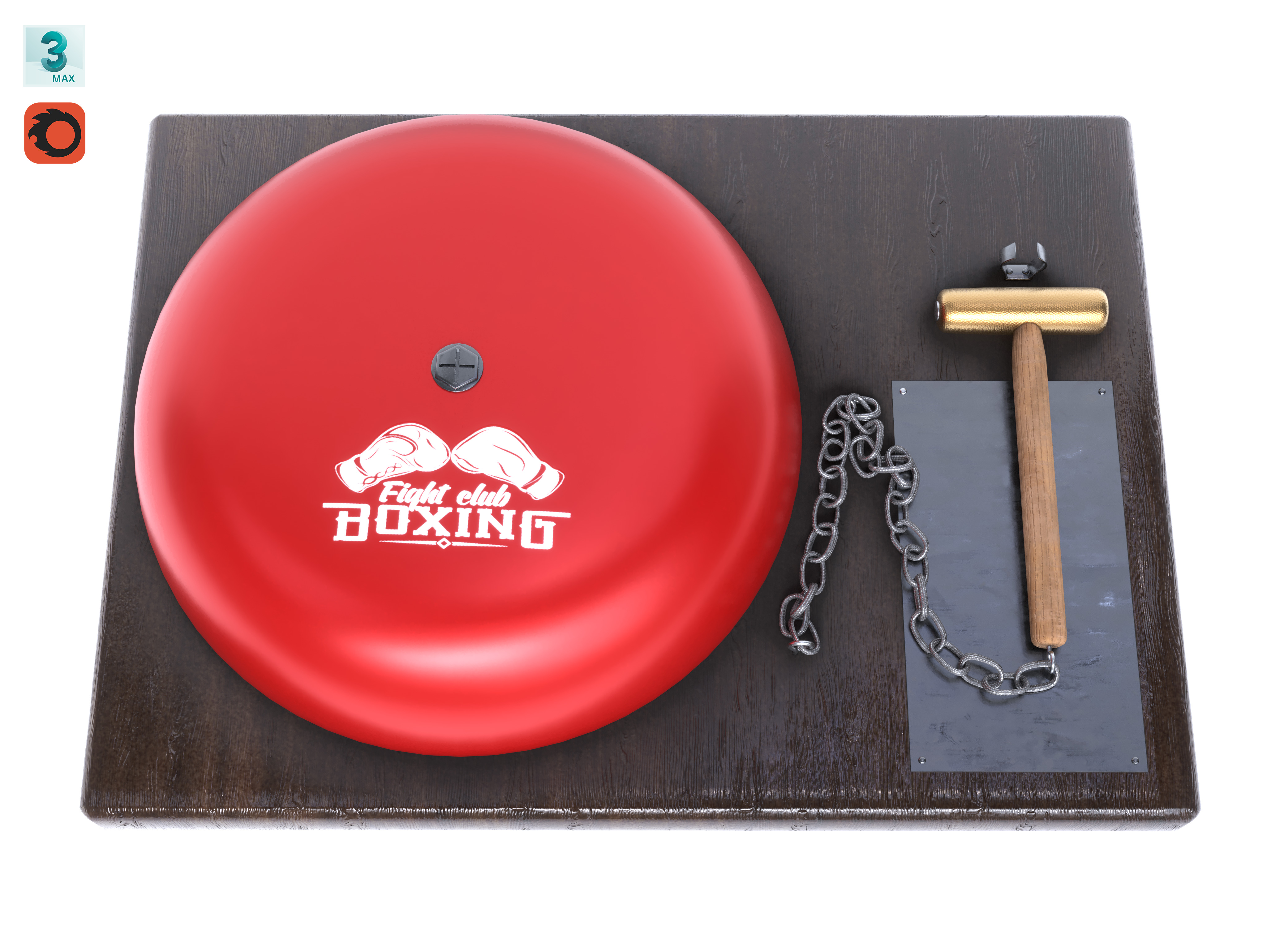 Boxing Ring Gong Bell Low-poly 3D model_6