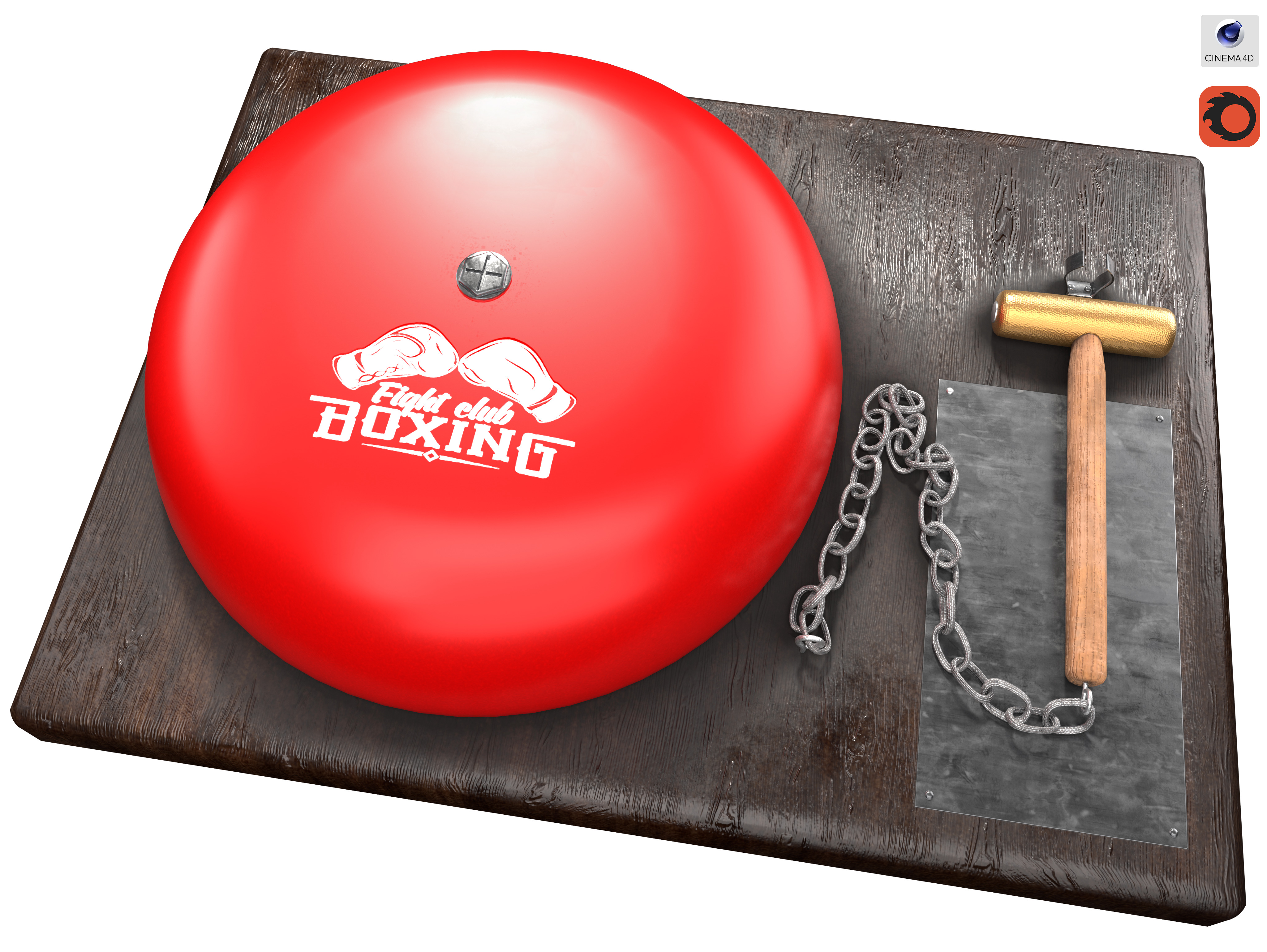 Boxing Ring Gong Bell Low-poly 3D model_3