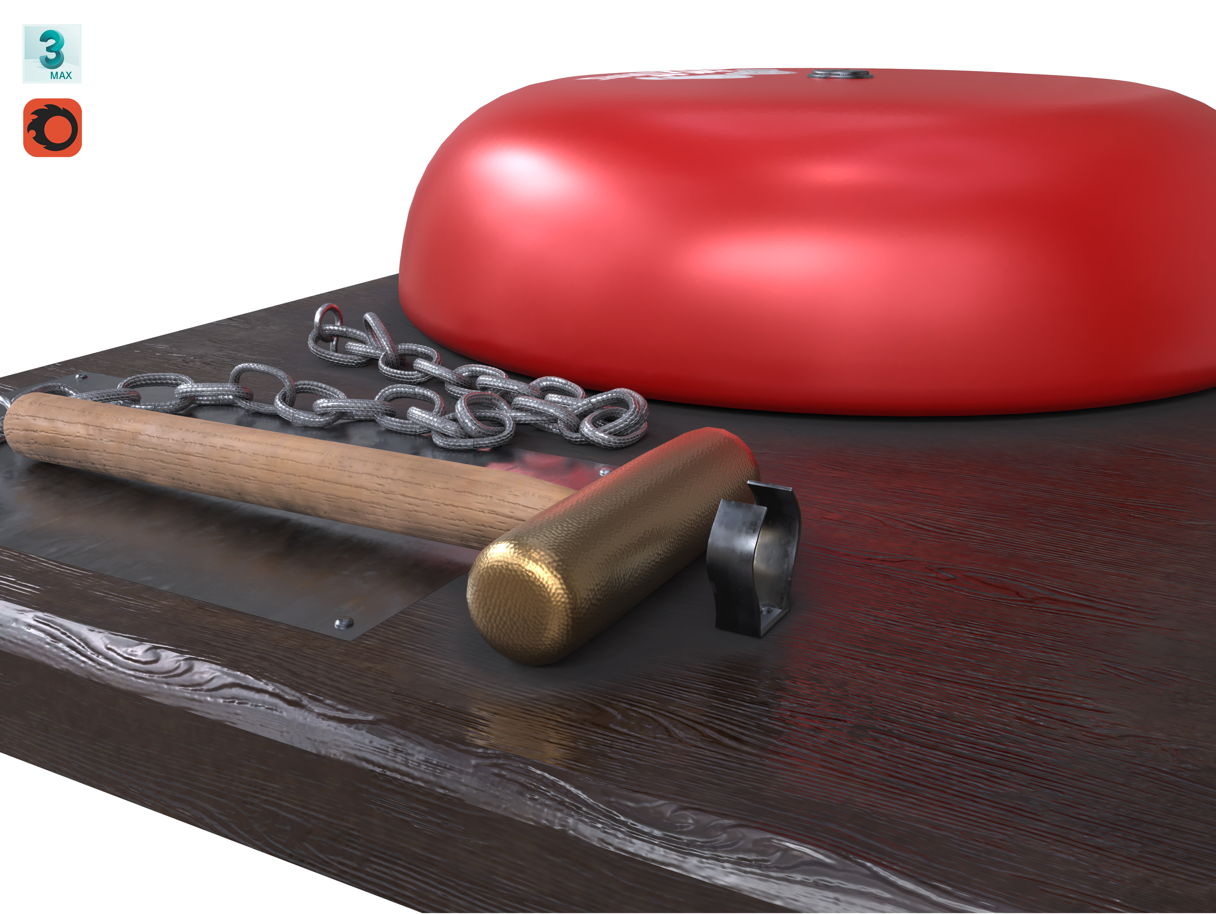 Boxing Ring Gong Bell Low-poly 3D model_9