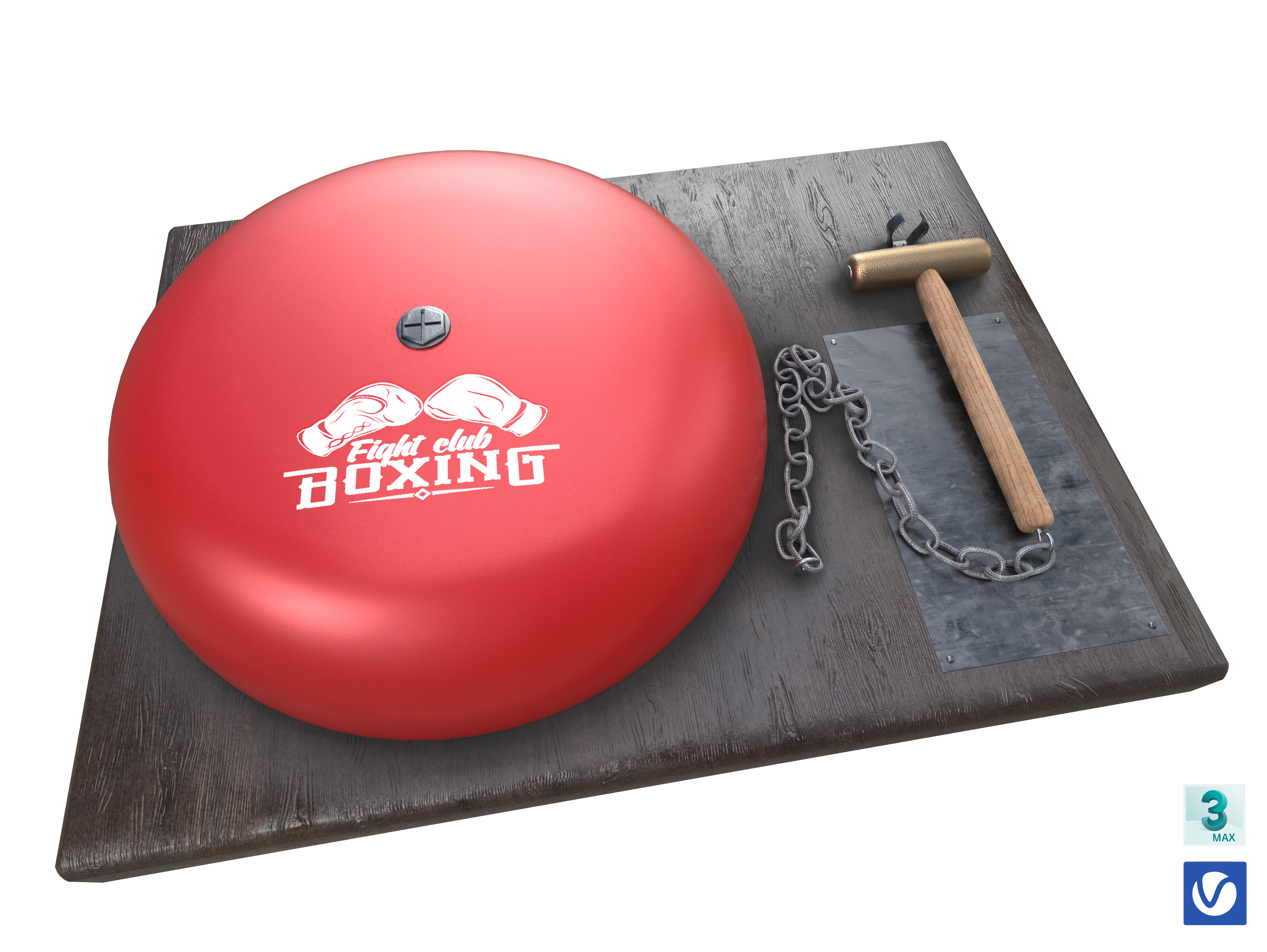 Boxing Ring Gong Bell Low-poly 3D model_13