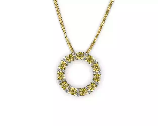Circle Diamond Pendant 17mm