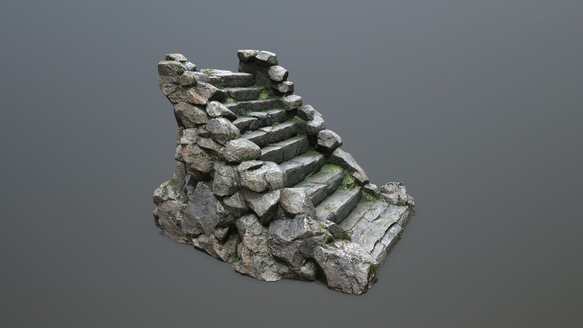 Stone stairs Low-poly 3D model_12