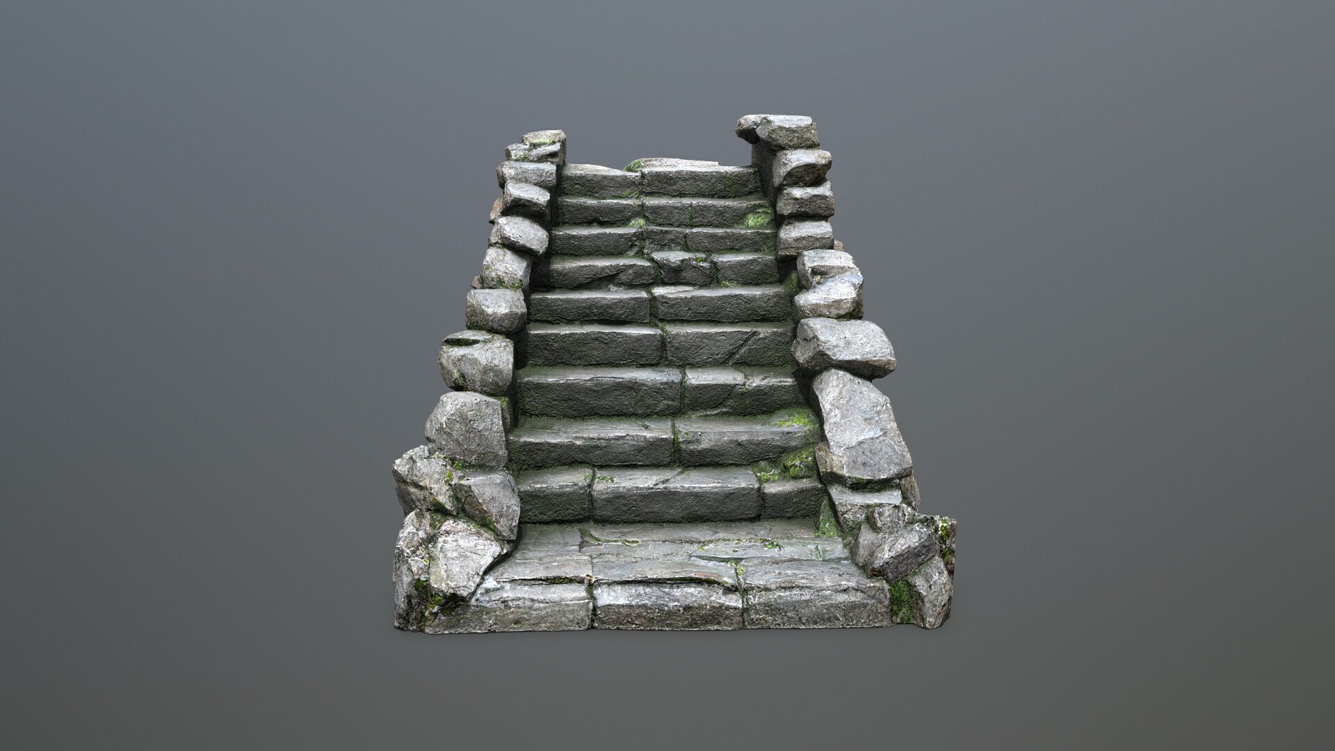 Stone stairs Low-poly 3D model_4