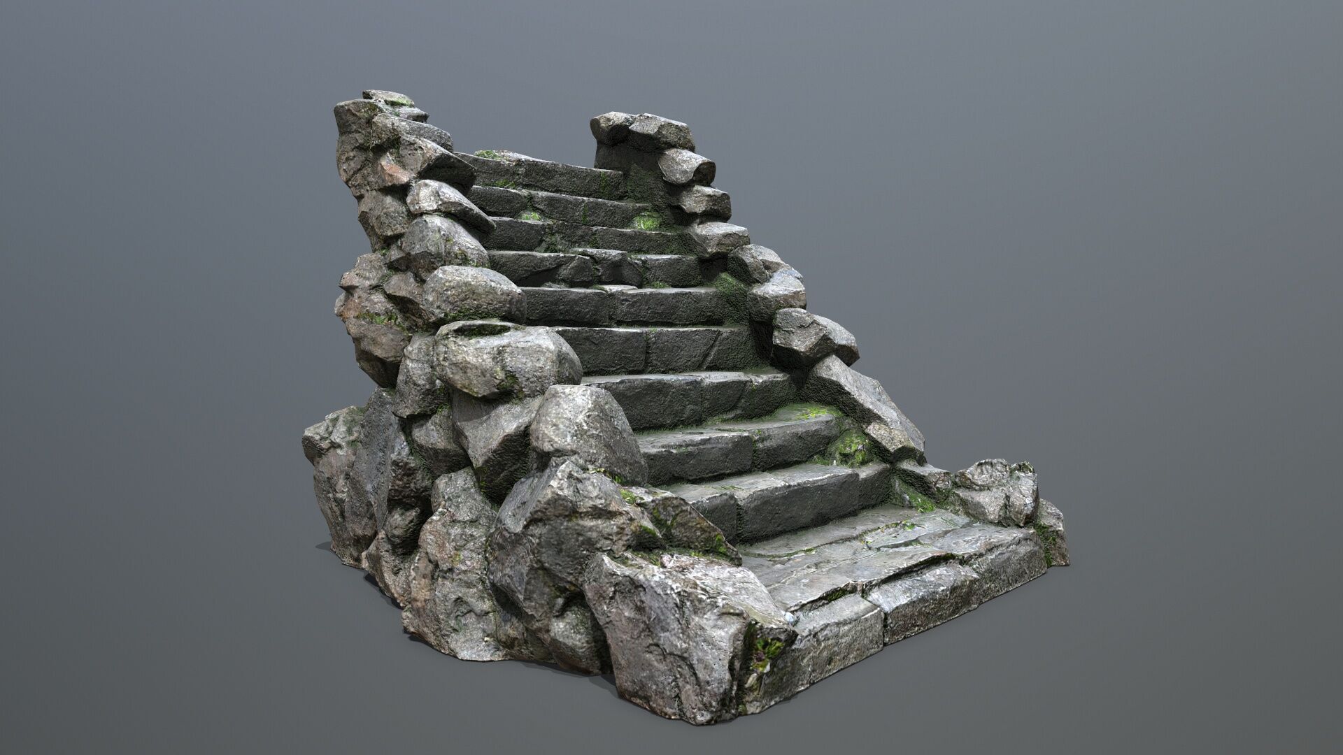 Stone stairs Low-poly 3D model_1
