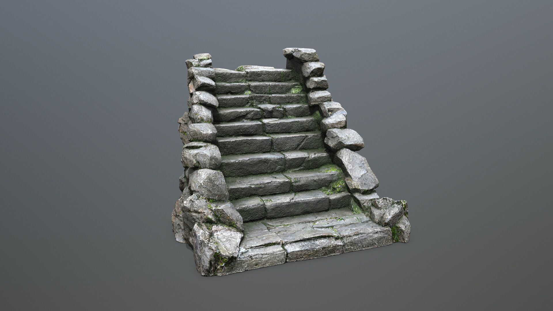 Stone stairs Low-poly 3D model_13