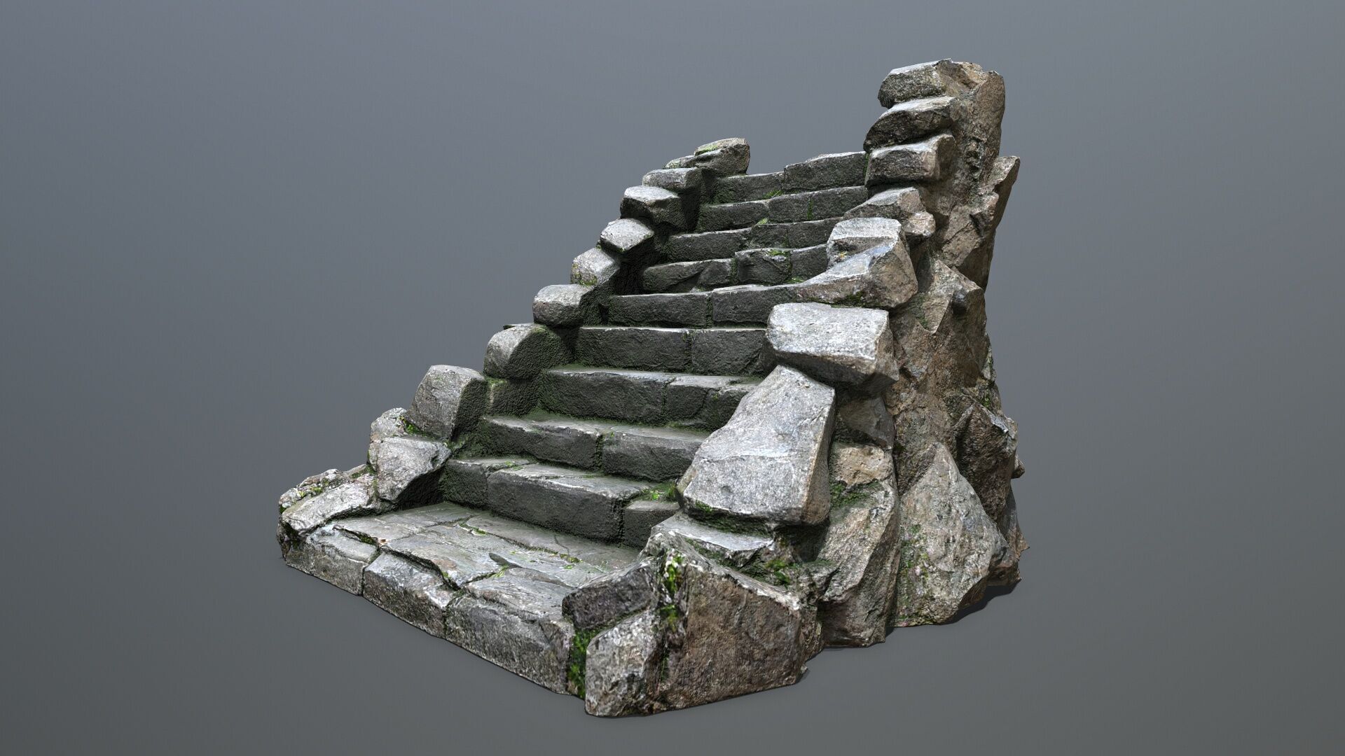 Stone stairs Low-poly 3D model_2