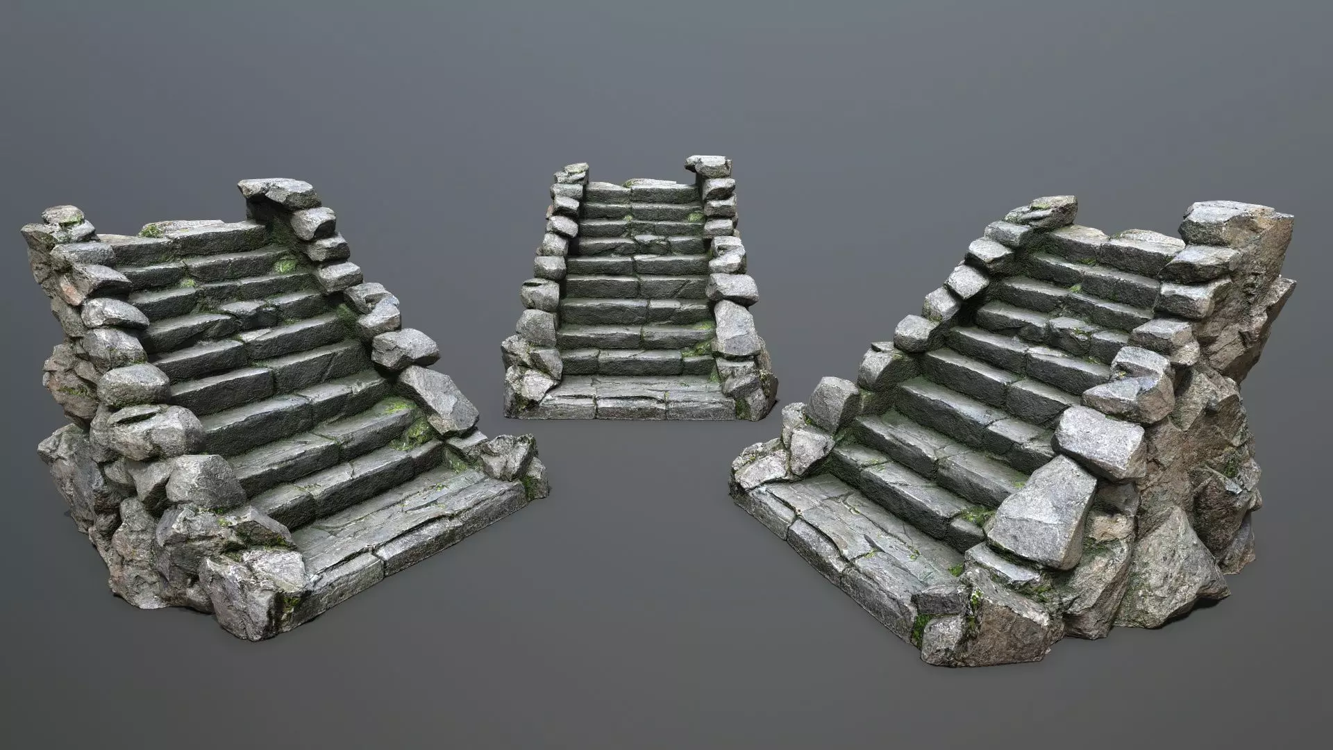 Stone stairs Low-poly 3D model_0