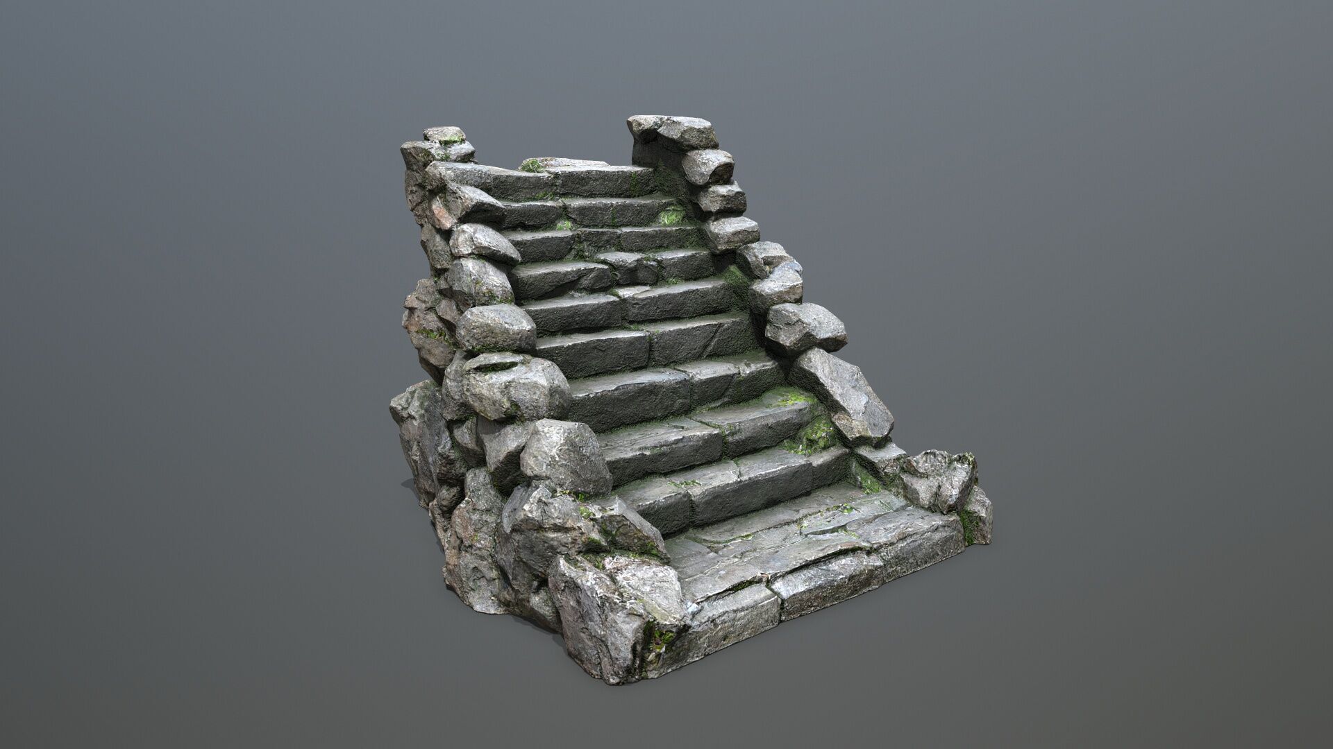 Stone stairs Low-poly 3D model_3