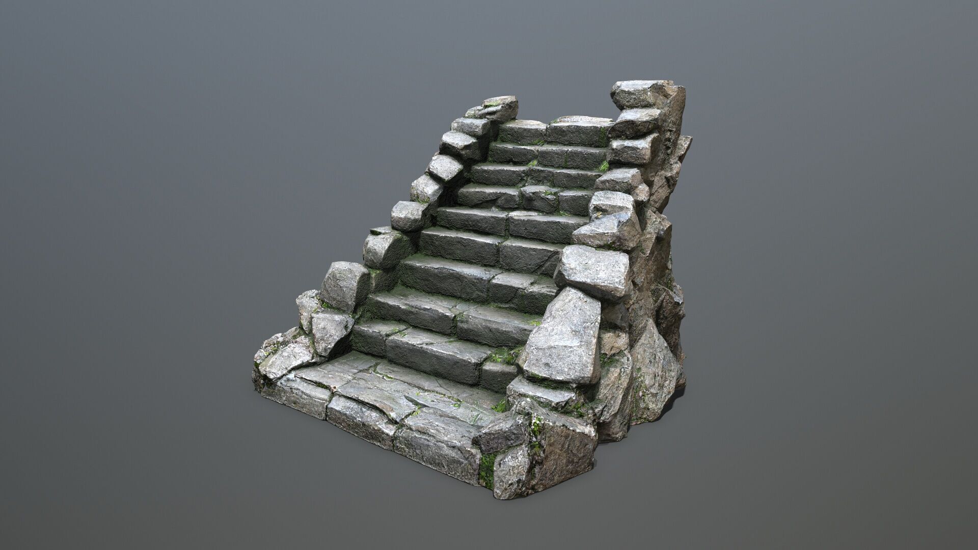 Stone stairs Low-poly 3D model_5