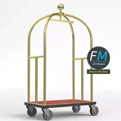 Hotel luggage cart 2 3D model