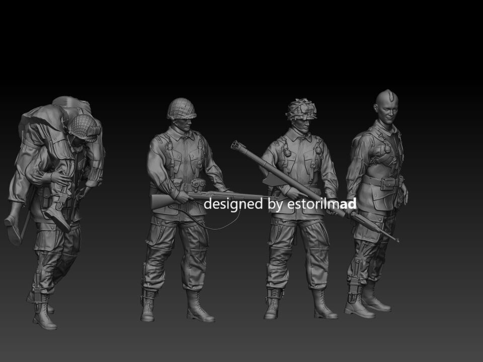 WW2 PACK 4 PARATROOPER 101 NORMANDY 3D print model_2